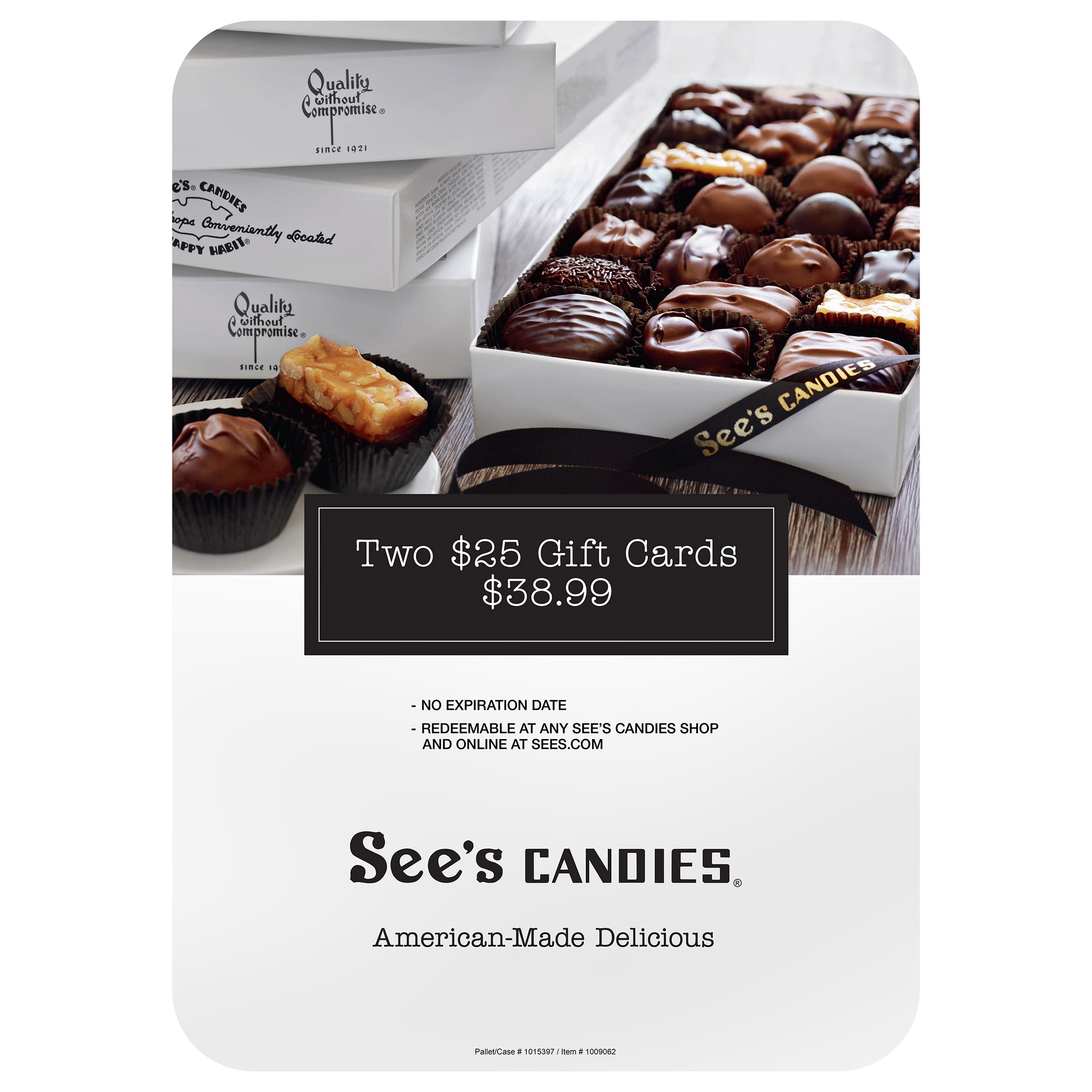 See's Candies Two $25 Mailed Gift Cards ($50 Value)