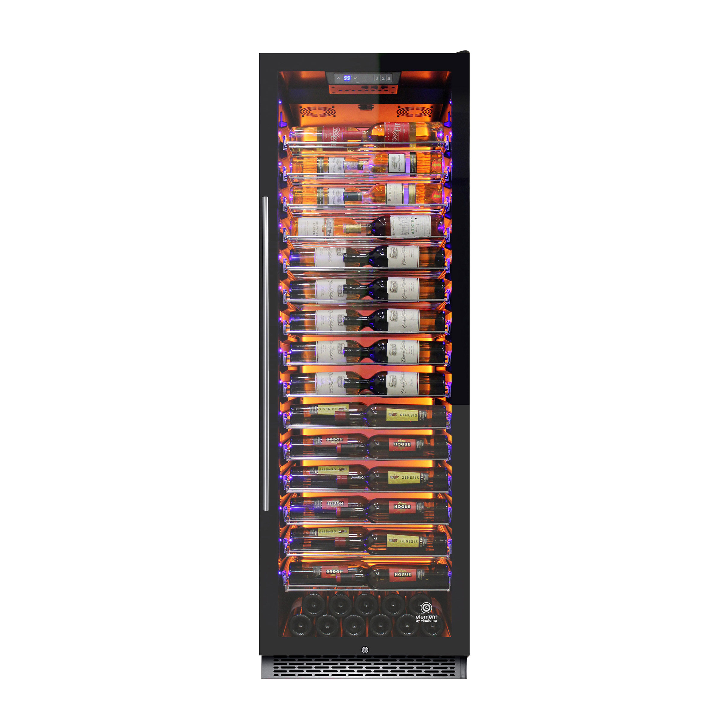 Vinotemp Private Reserve Series 24 in. 141 Bottle Black Single Zone Wine Cooler with Backlit Panel