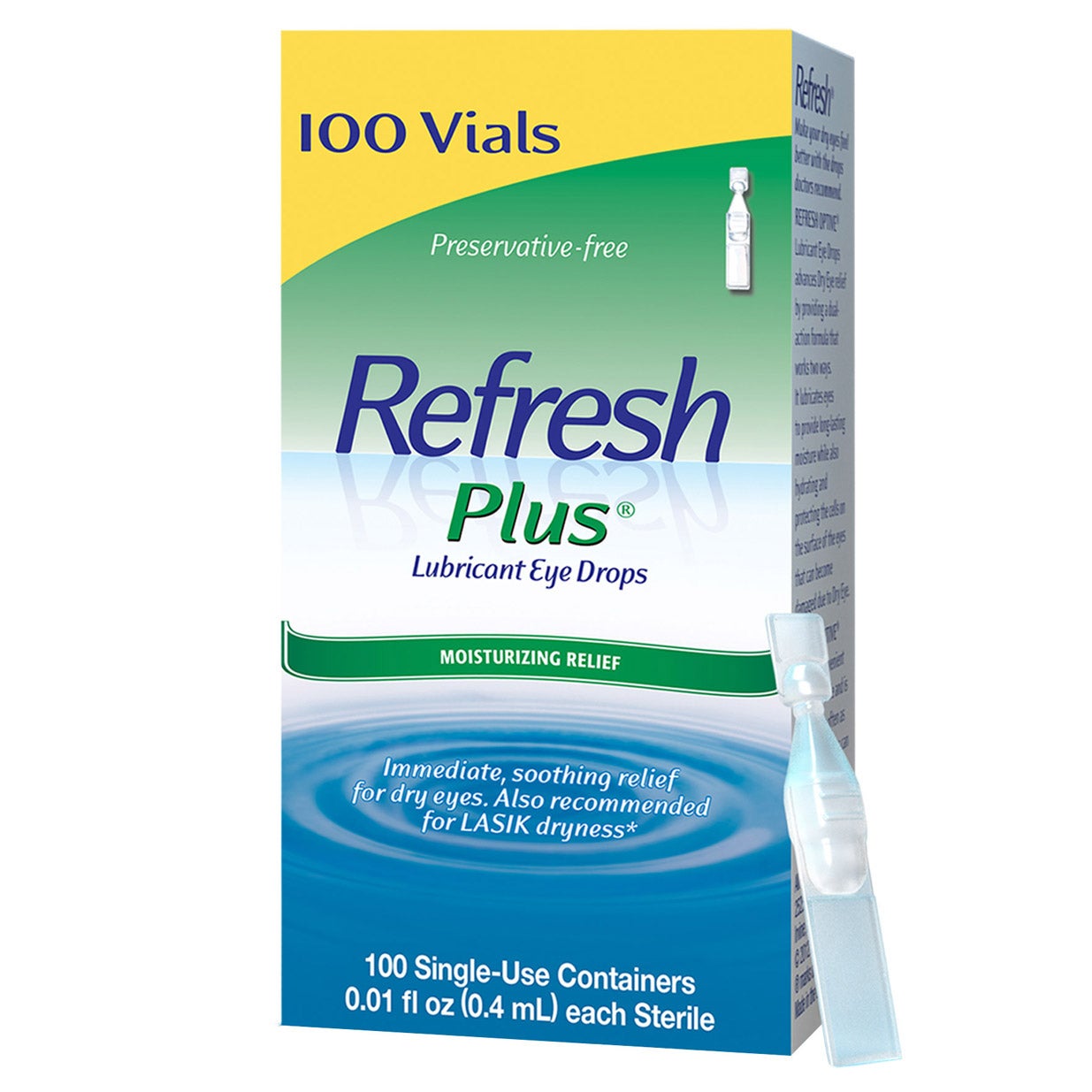 Refresh Plus Lubricant Eye Drops, 0.01 fl oz, 100 Single Use Containers
