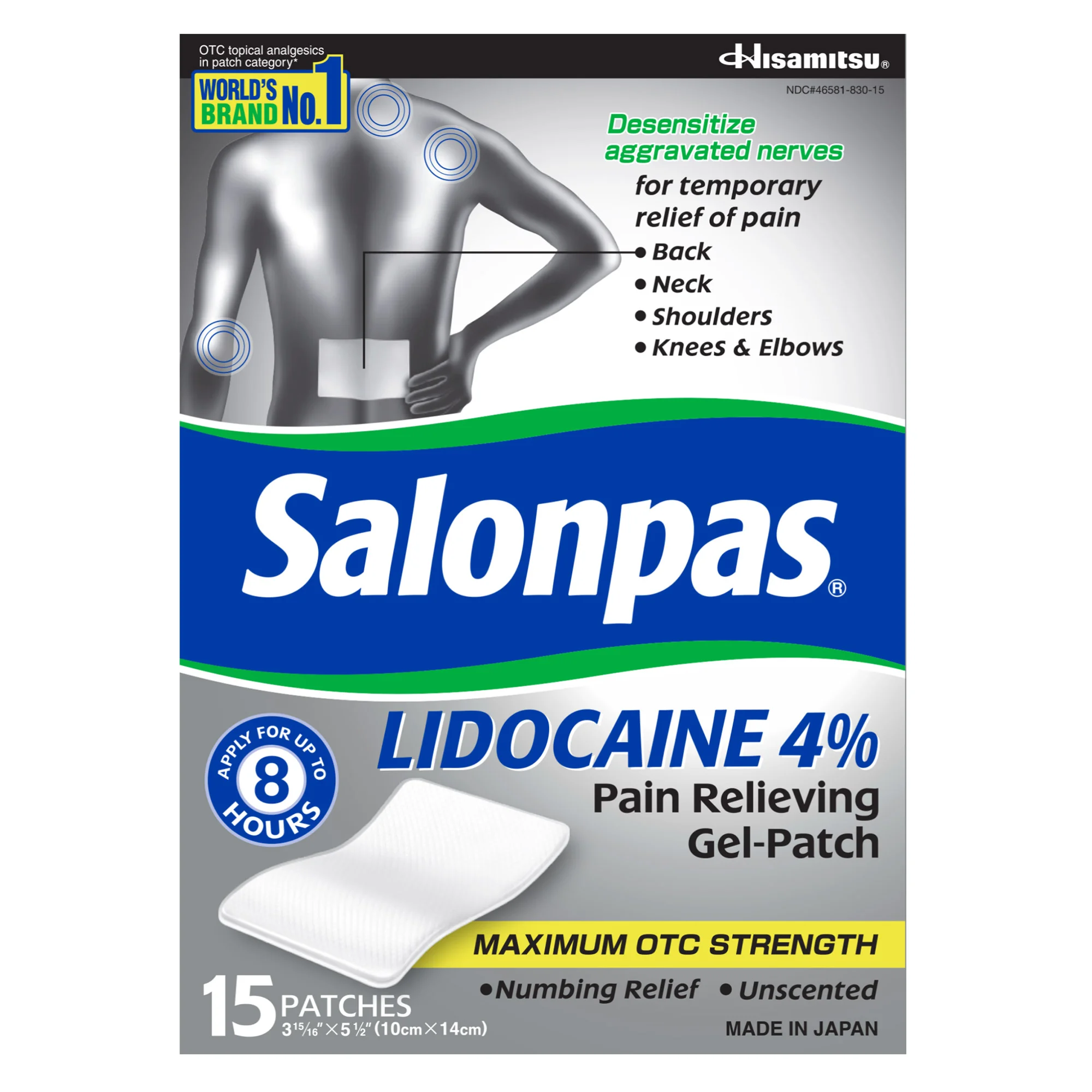 Salonpas Lidocaine 4% Pain Relieving Gel-Patch 