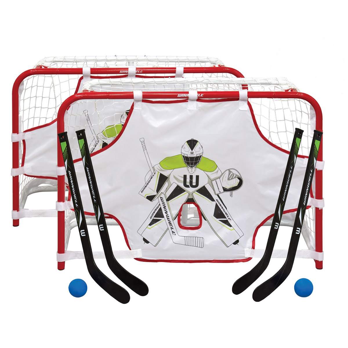 Winnwell Double Mini Quiknet Hockey Set - 2 Mini Sticks & 2 Balls