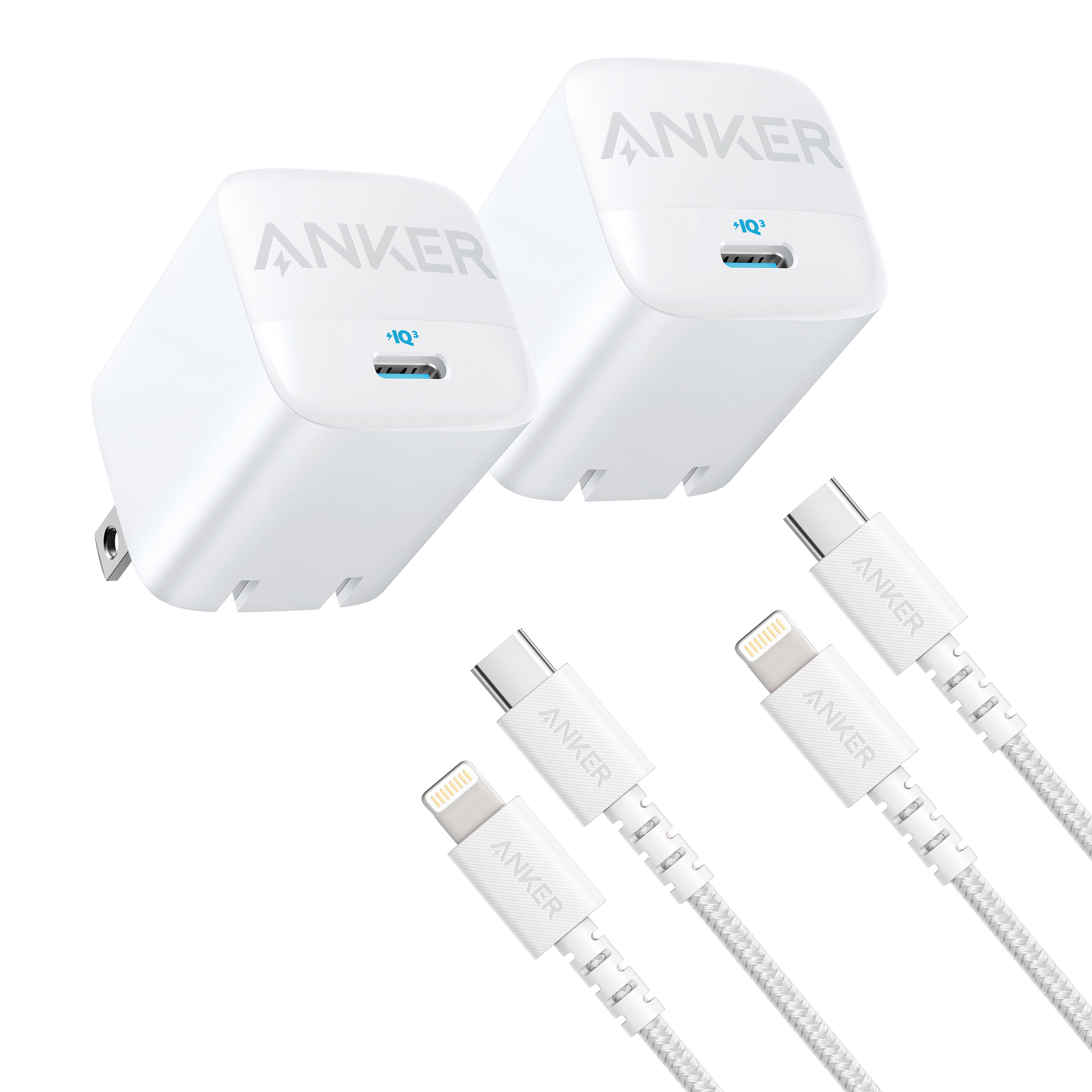 Anker 30W Charger with USB-C to Lightning Cable, 2-pack