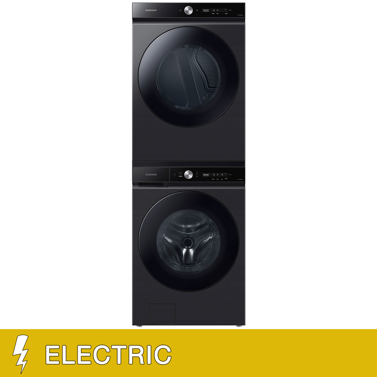 Samsung 5.3 cu. ft. Bespoke Ultra Capacity Front Load Washer with Super Speed Wash and 7.6 cu. ft. Ultra Capacity ELECTRIC Dryer with Stacking Kit