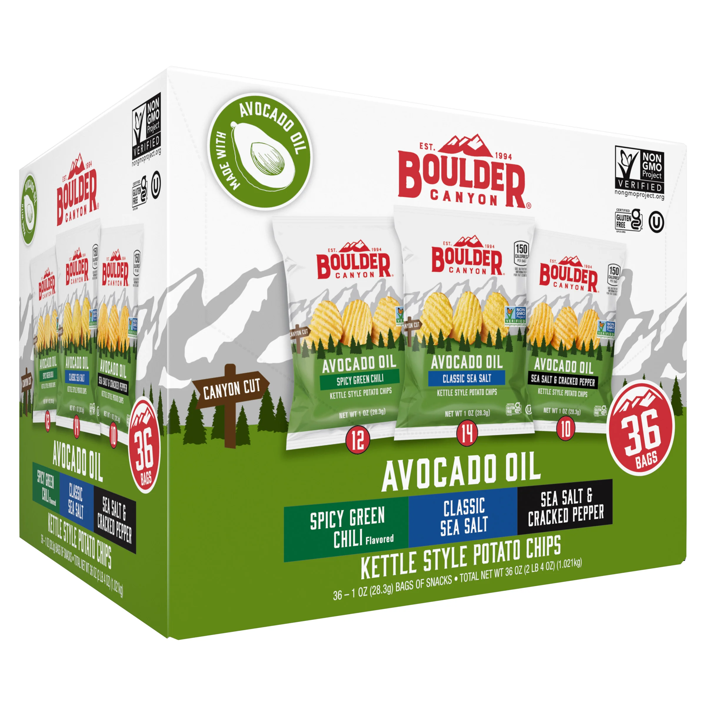 Boulder Canyon Kettle Style Potato Chips, Variety Pack