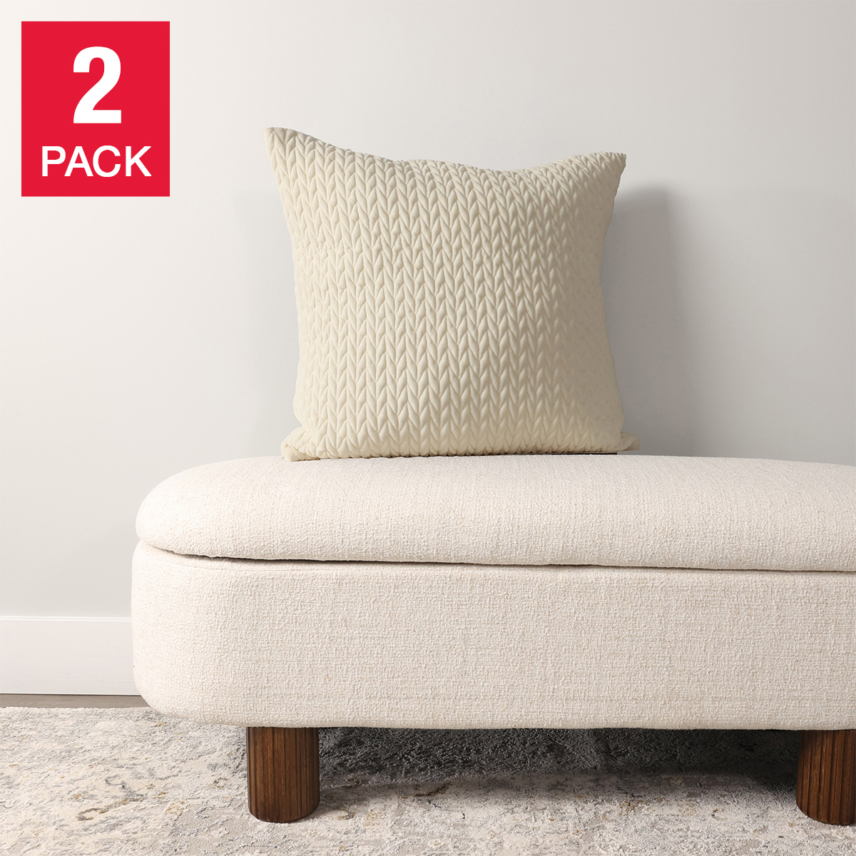 Home Retreat - Quilted Velvet Decorative Cushion Cover Only, 2-pack