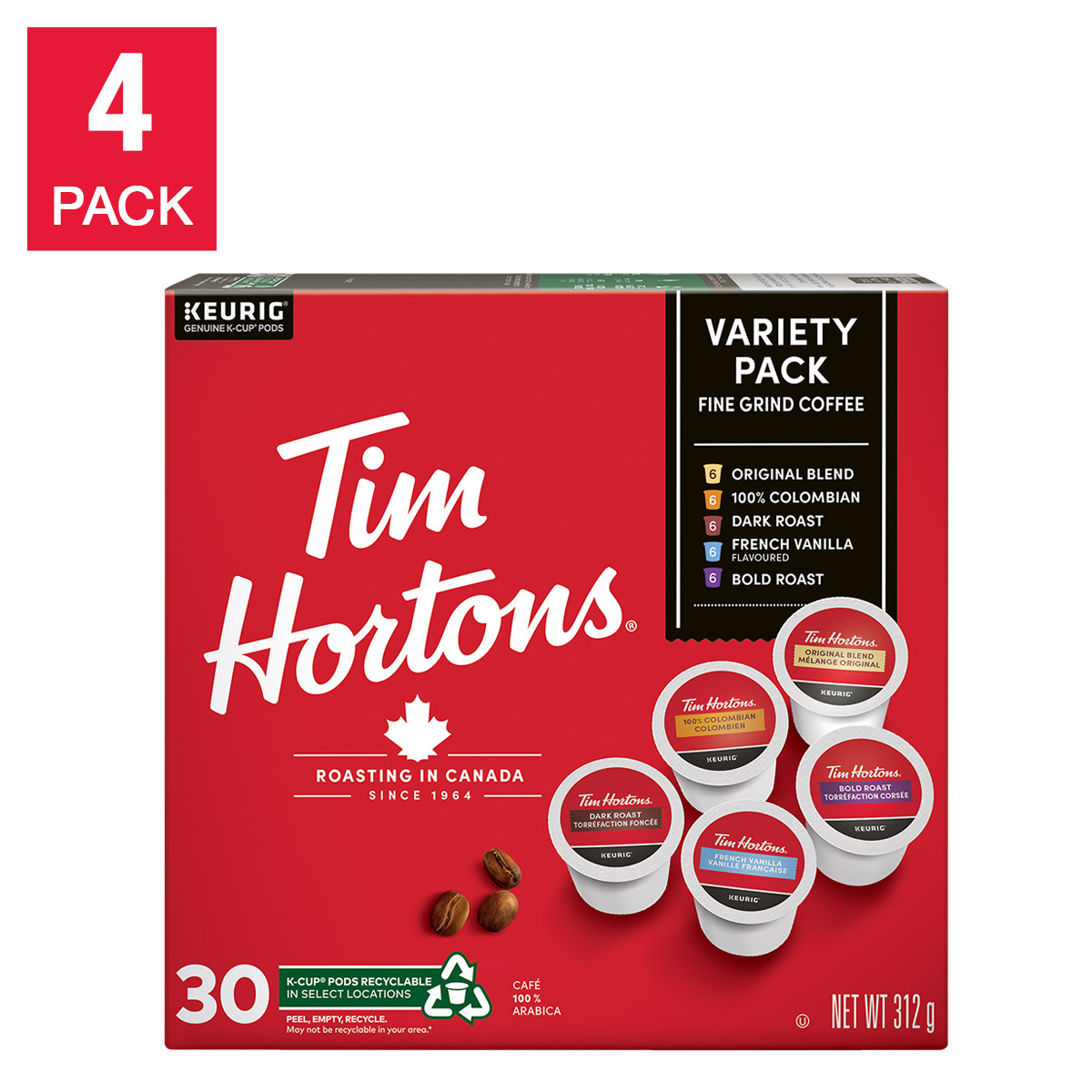 Tim Hortons Variety Single Serve K-cup Coffee Pods, 120-count