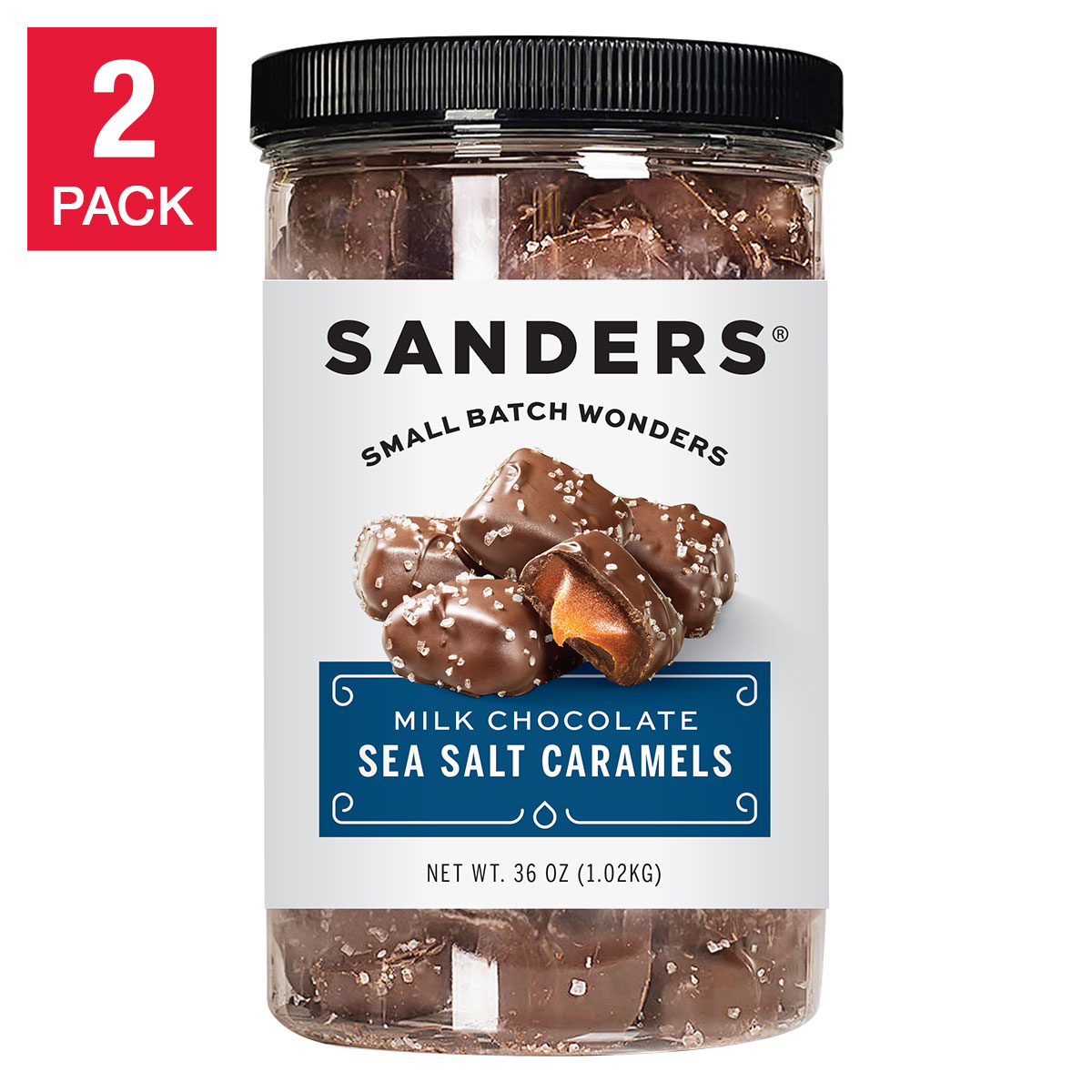 Sanders Milk Chocolate Sea Salt Caramels 36 oz., 2-pack