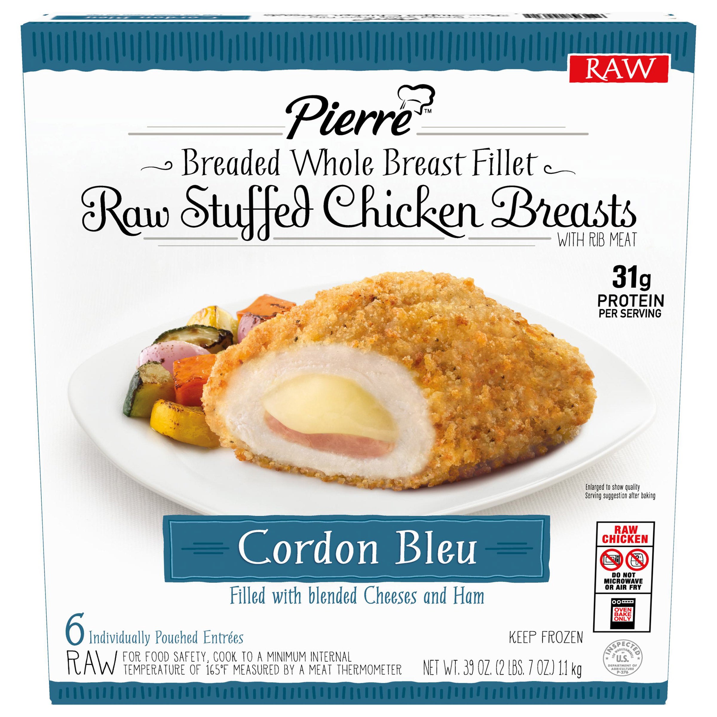 Pierre Cordon Bleu Raw Stuffed Chicken Breasts with Rib Meat
