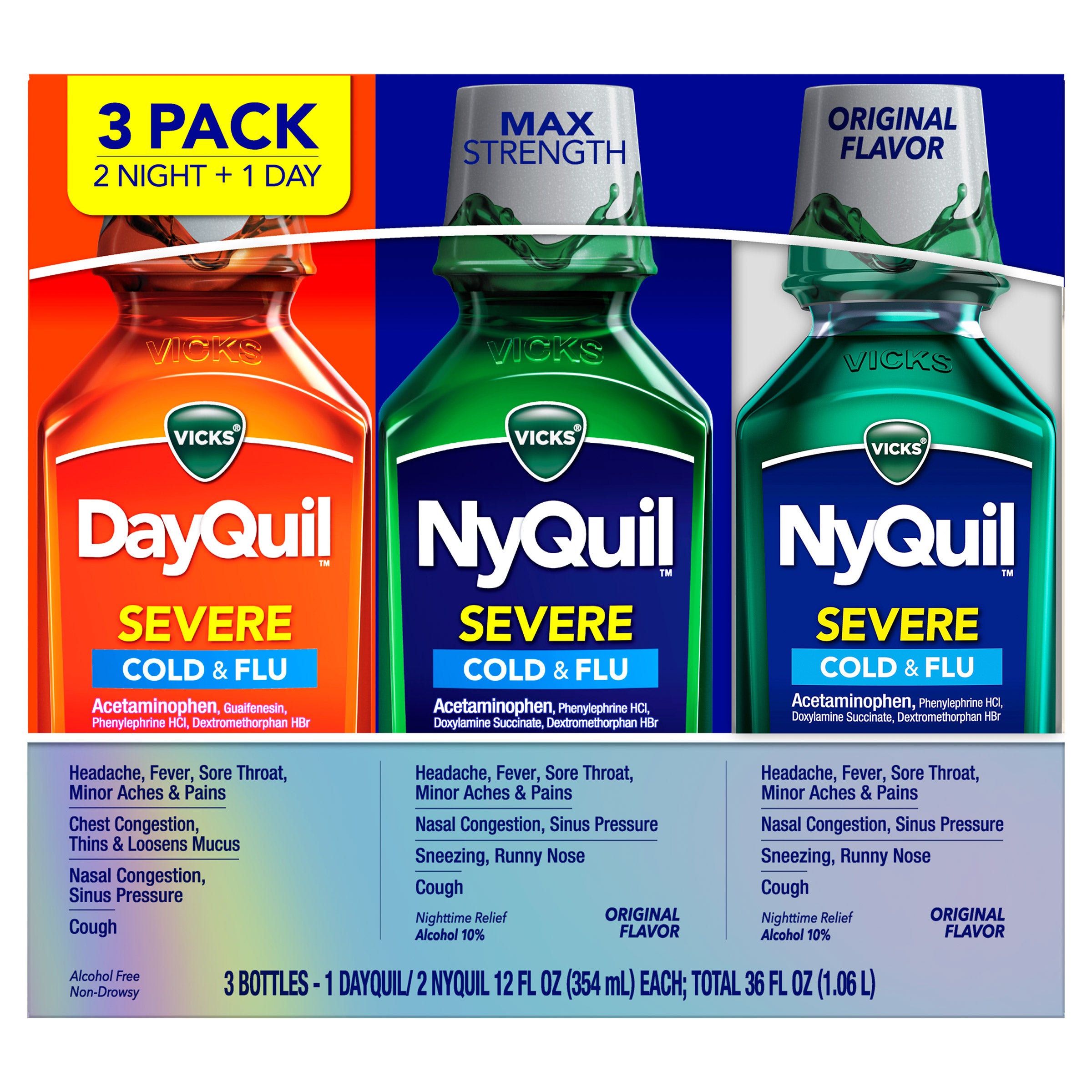 Vicks DayQuil + NyQuil Severe Cold & Flu Liquid 