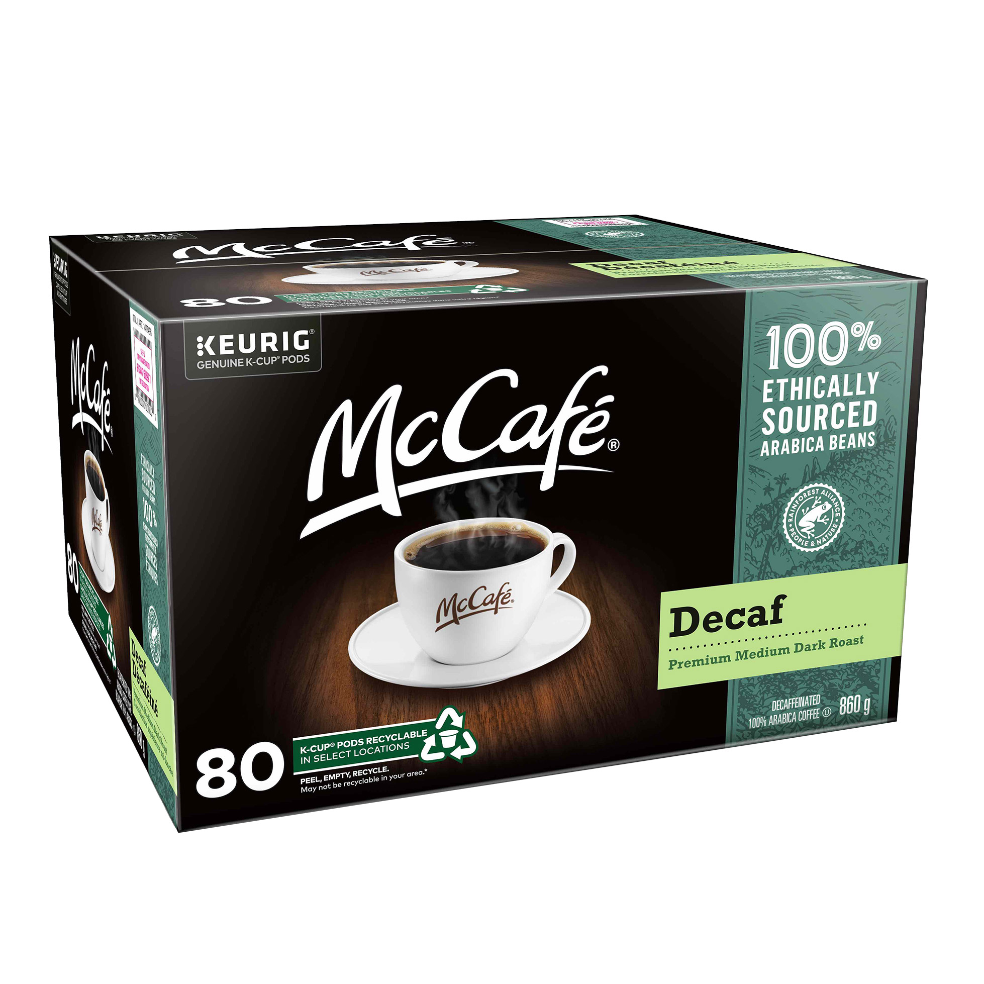 McCafé Premium Medium Dark Roast Decaf Coffee K-Cup Pods, 80-count