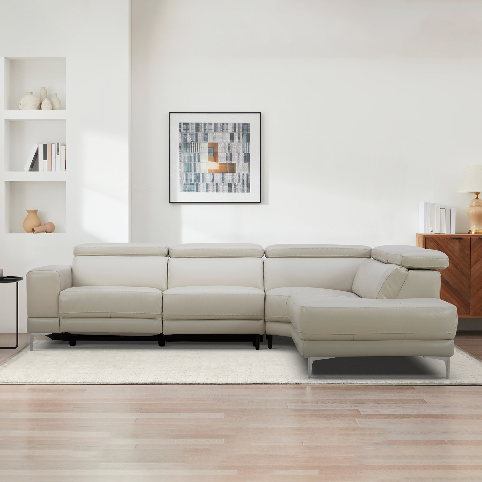 Aiden & Ivy 2-piece Top-grain Leather Right-hand Facing Power Reclining Sectional