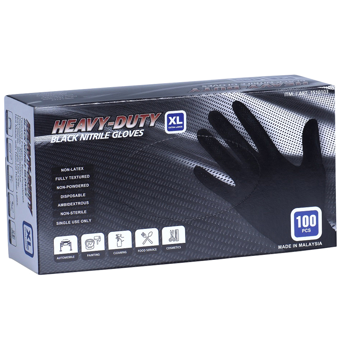 R&C Components Ltd Black Nitrile Gloves Heavy Duty Grip Textured Bold - View #12