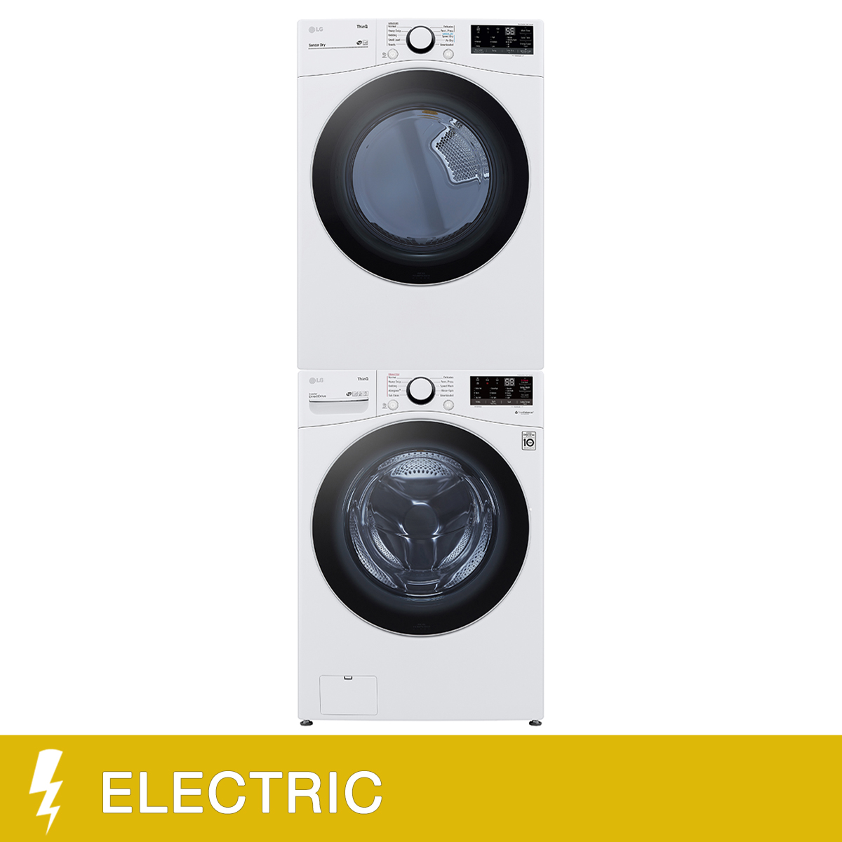 LG Laundry Bundle 5.2 cu ft. Front Load Washer and 7.4 cu ft. Electric Dryer with Stacking Kit
