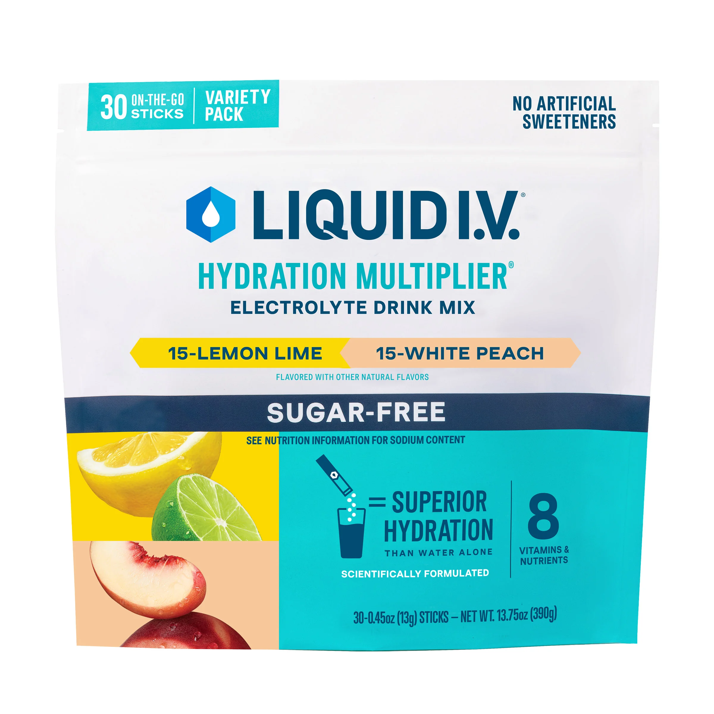 Liquid I.V. Hydration Multiplier, Sugar Free Lemon Lime/White Peach