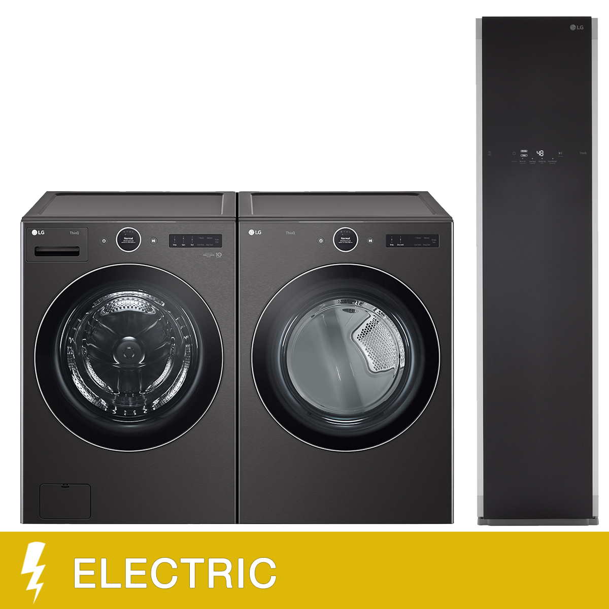 LG Laundry Bundle 5.8 cu ft. Front Load Washer and 7.4 cu ft. Electric Steam Dryer and Styler Steam Clothing Care System