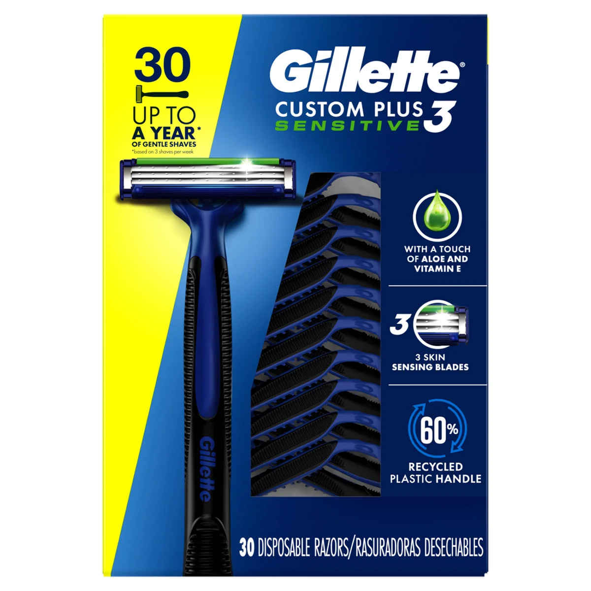 Gillette Custom Plus3 Disposable Razors Sensitive