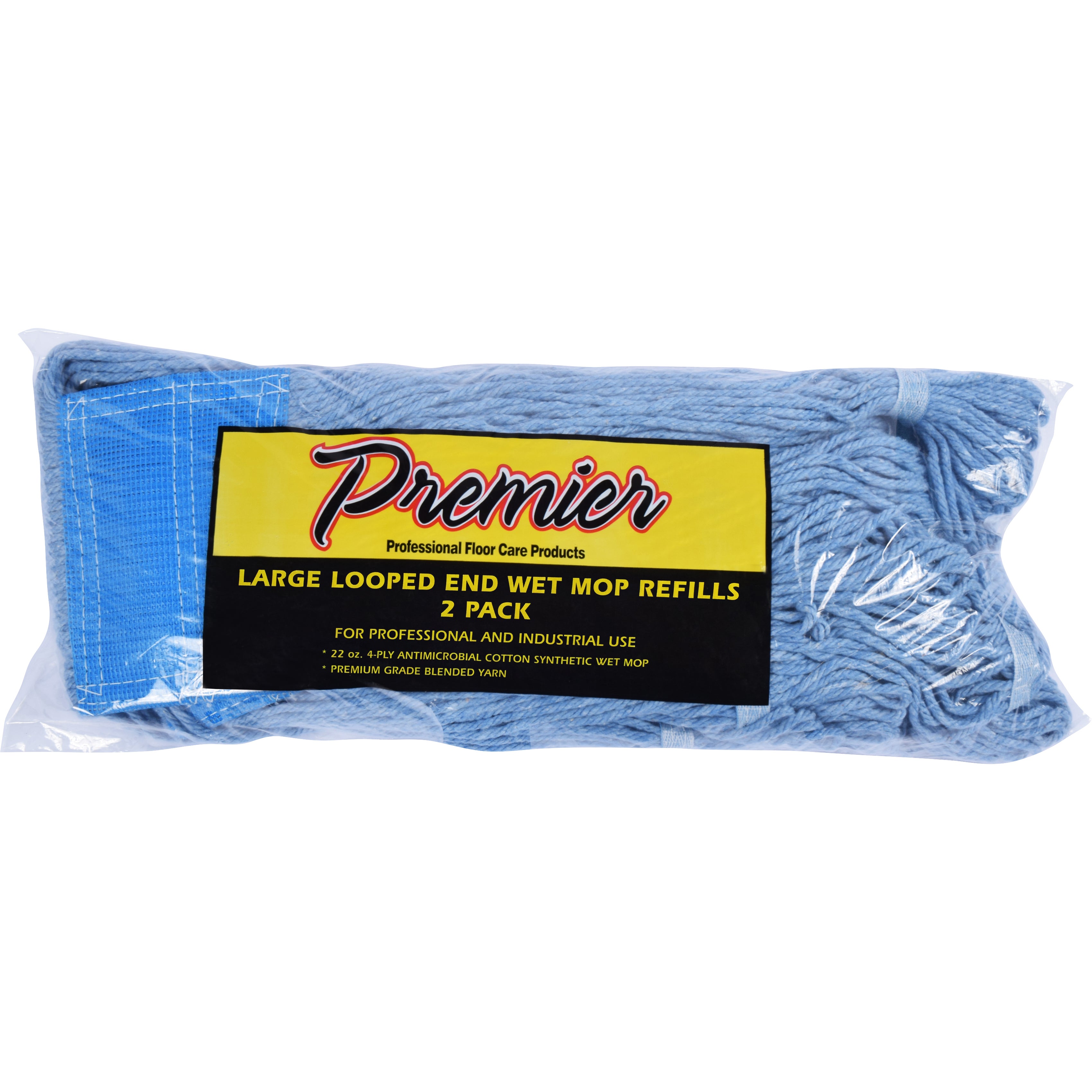**Premier** Wet Mop Refills, Cotton, Large Looped End, Blue, 2 ct