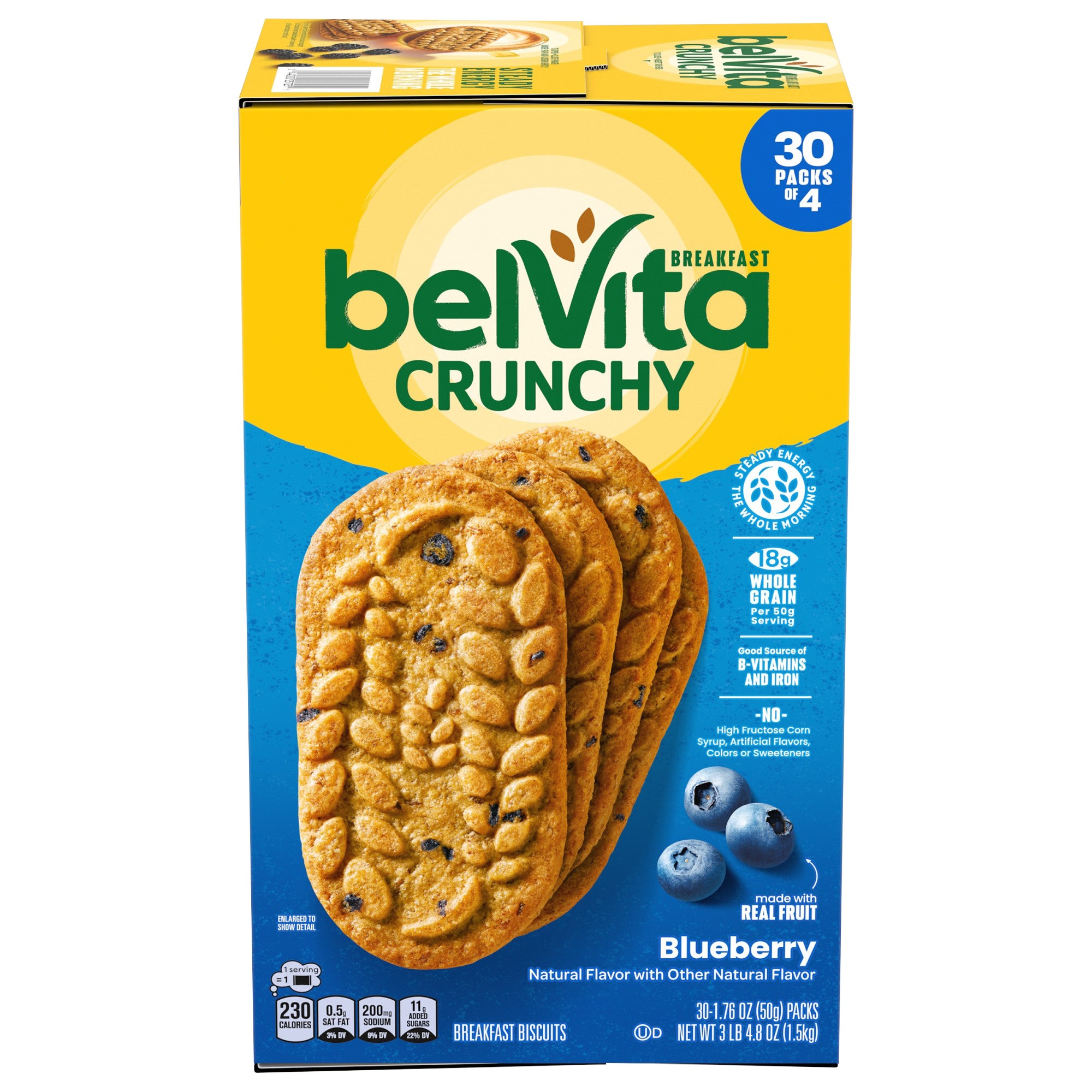 **belVita** Breakfast Biscuits, Blueberry, 1.76 oz, 30 ct