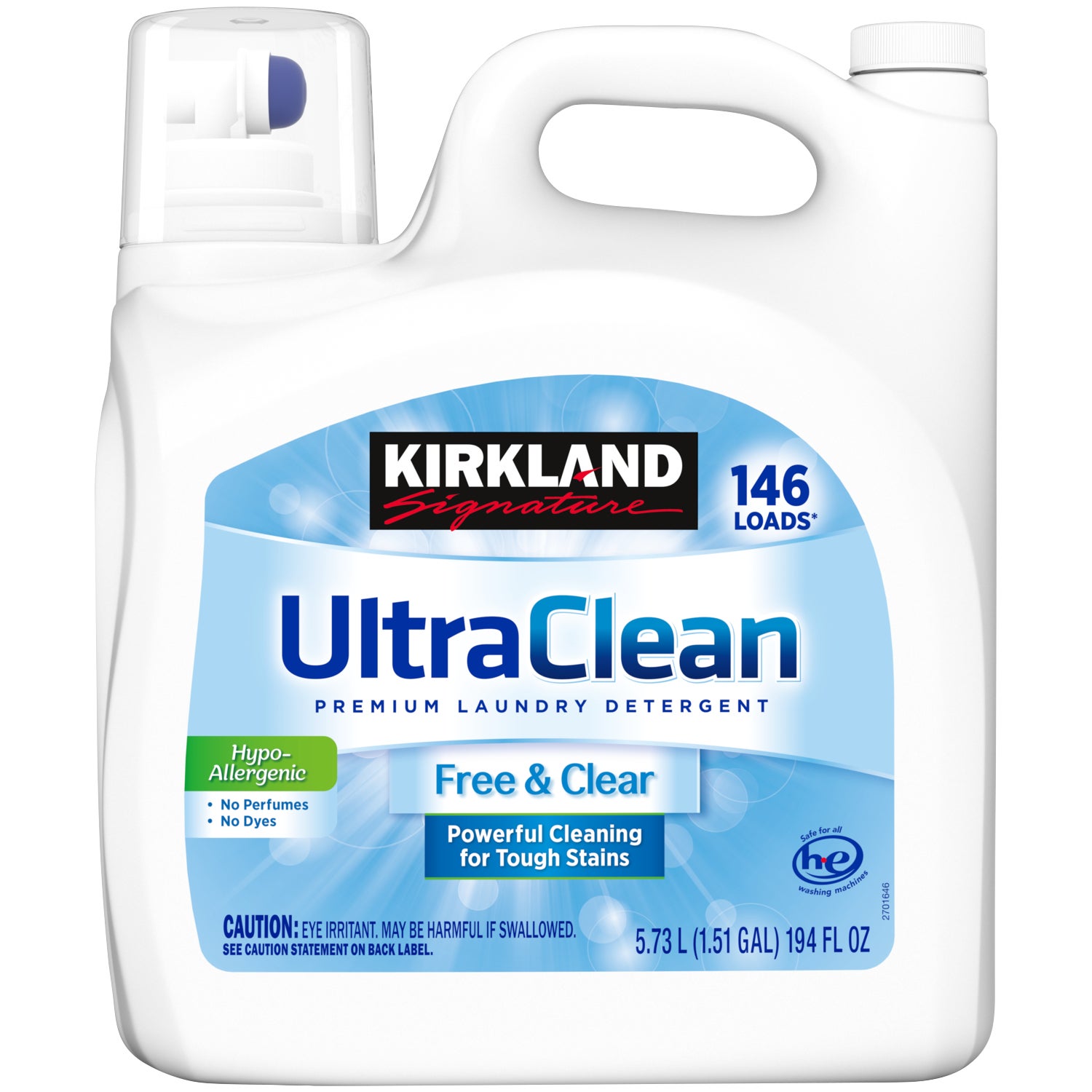 **Kirkland Signature** Liquid Laundry Detergent, Ultra Clean Free and Clear, HE Compatible, Unscented, 194 fl oz