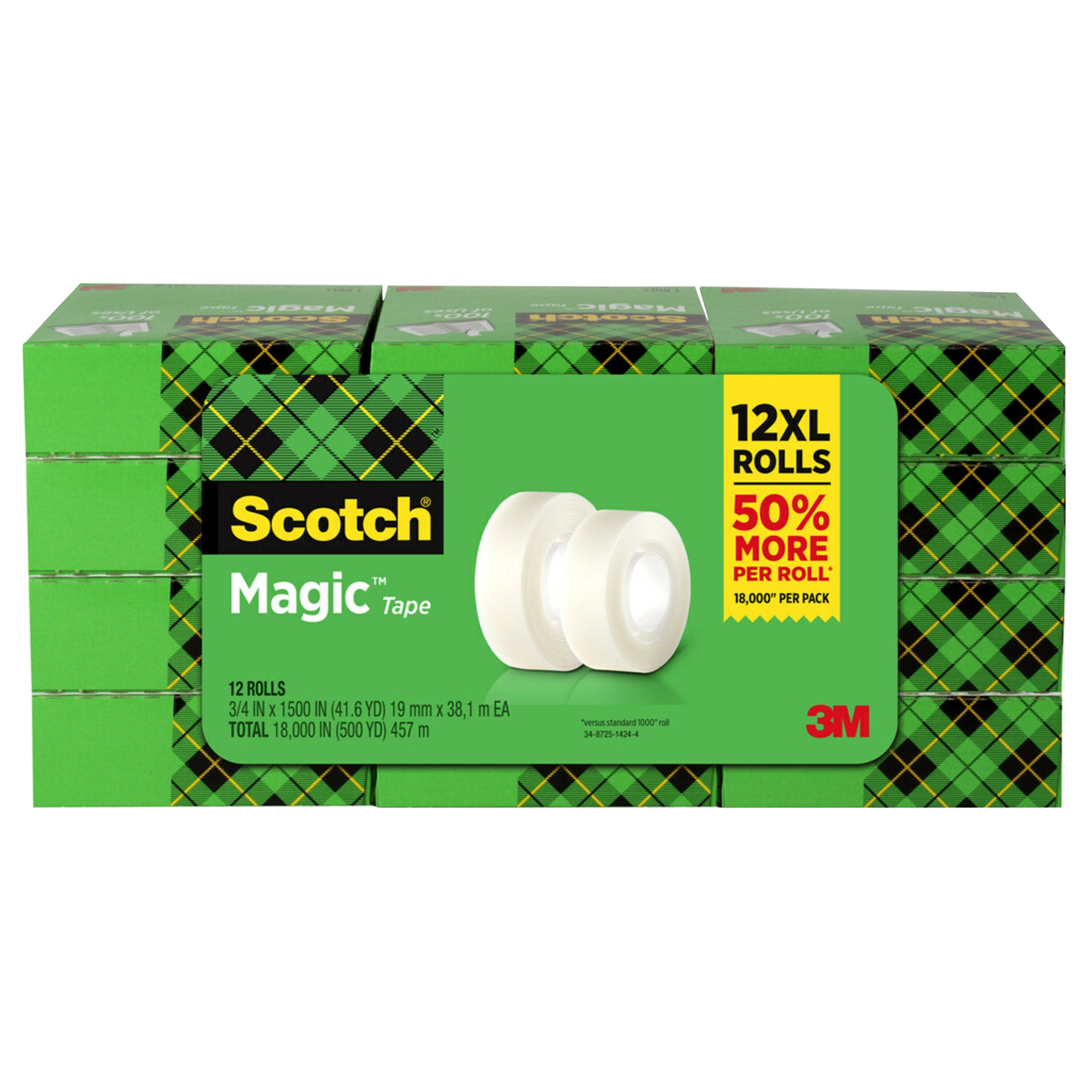 **Scotch** Magic Tape Refill, 3/4” x 1500”, 12 ct