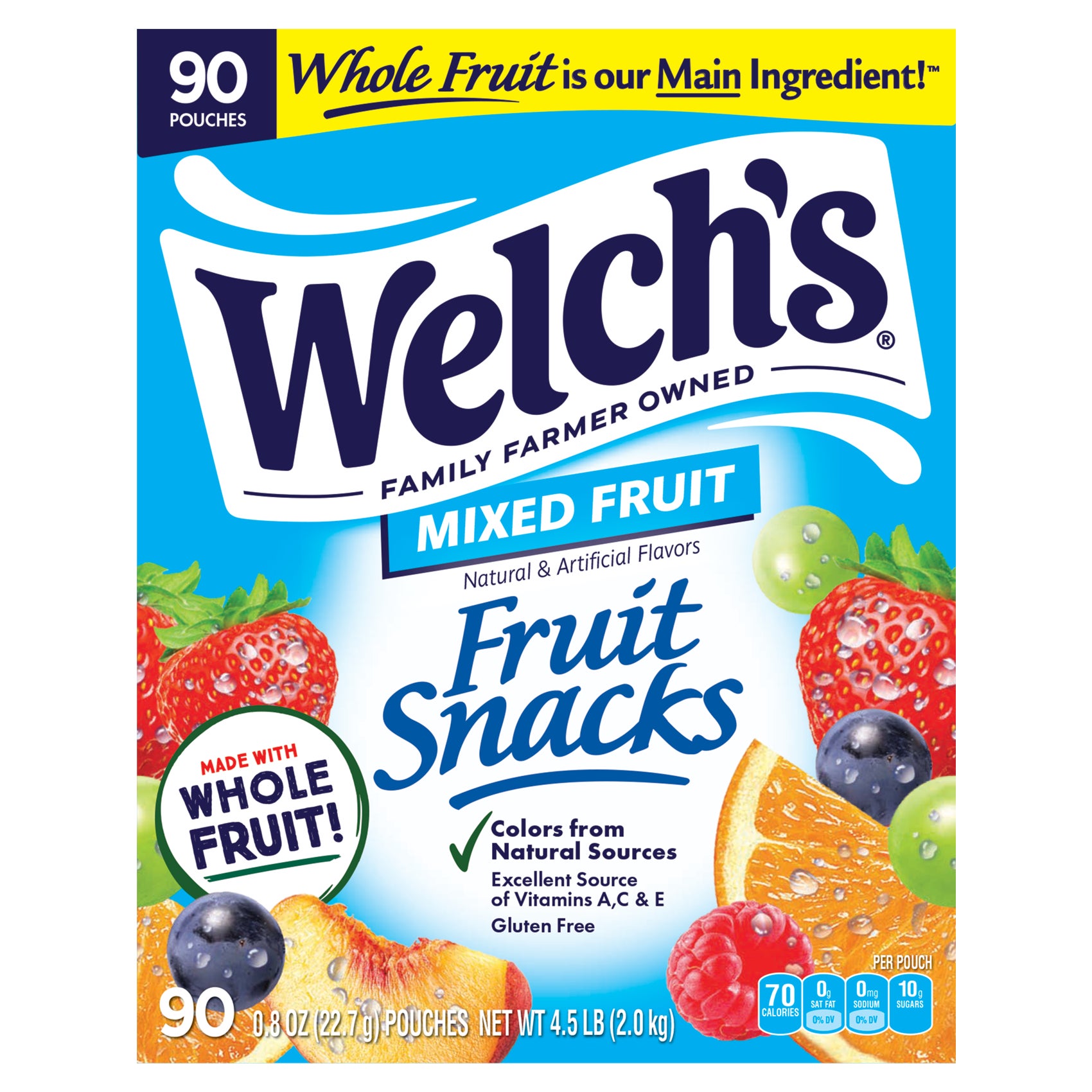 **Welch's** Fruit Snacks, Mixed Fruit, 0.8 oz, 90 ct