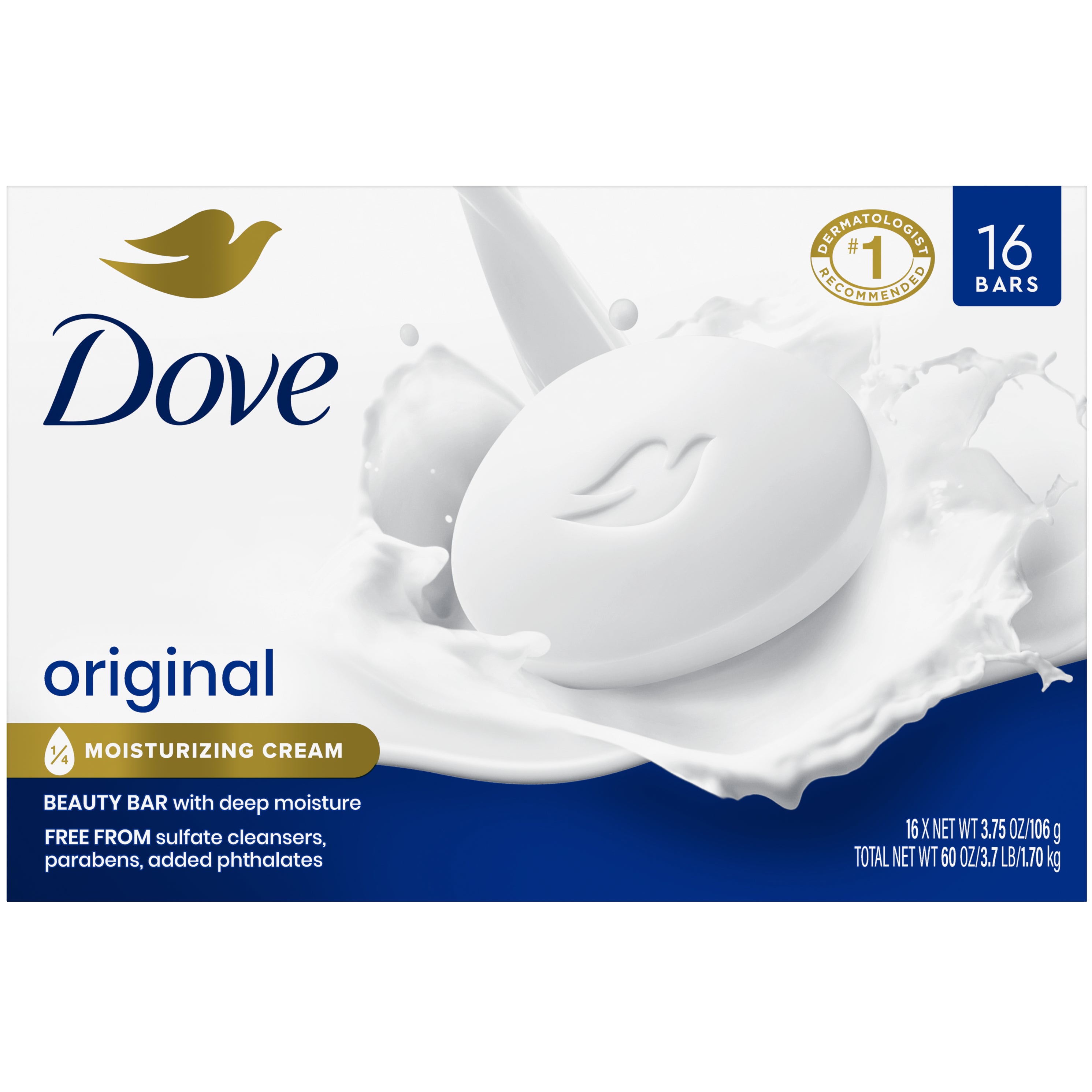 **Dove** Beauty Bar Soap, Original **AND/OR** Sensitive Skin, 3.75 oz, 16 ct