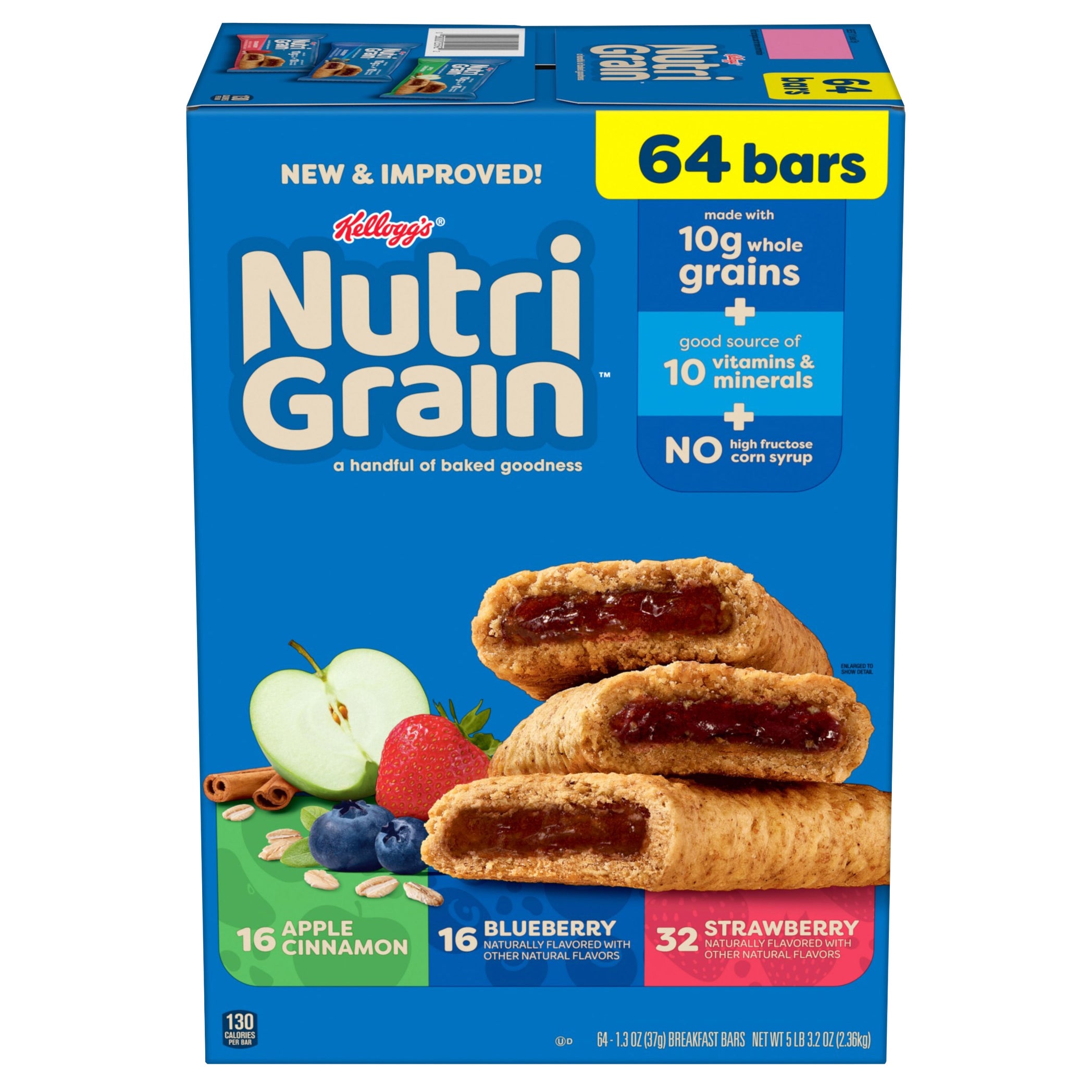 **Kellogg’s** Nutri-Grain Bars, Variety, 1.3 oz, 64 ct