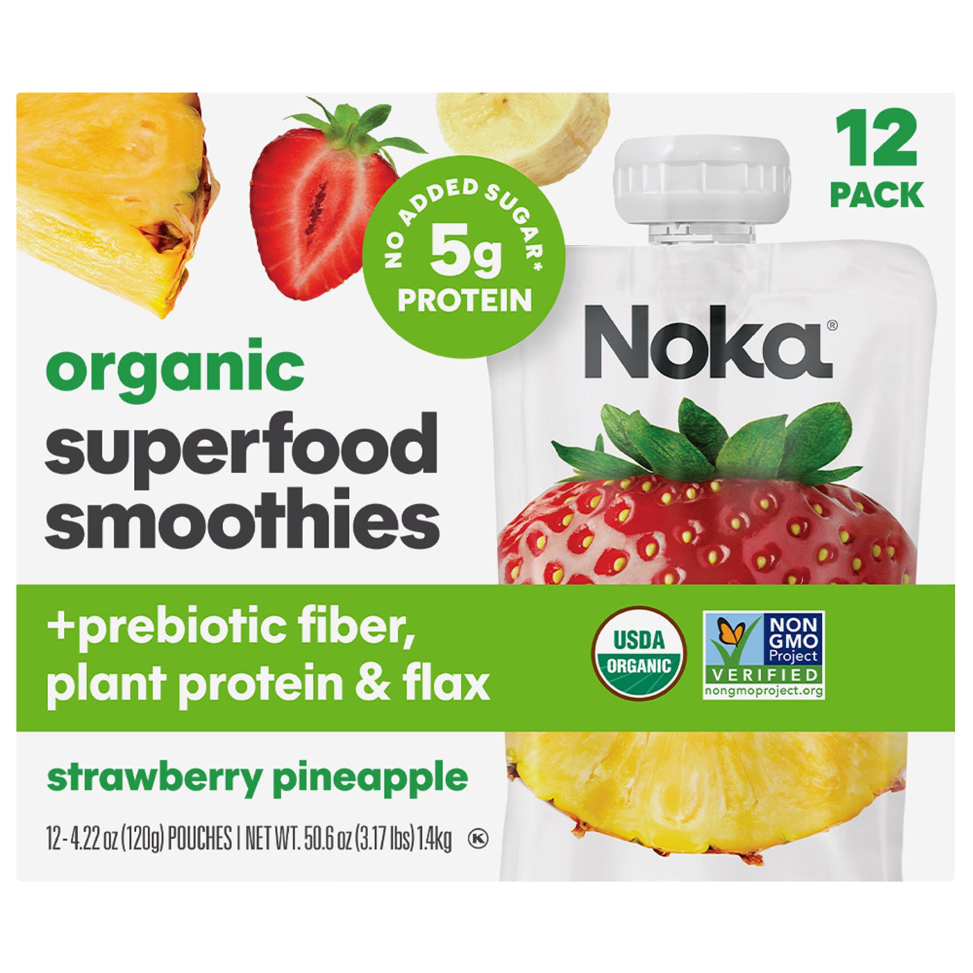 **Noka** Organic Superfood Smoothies, Strawberry Pineapple, 4.22 oz, 12 ct