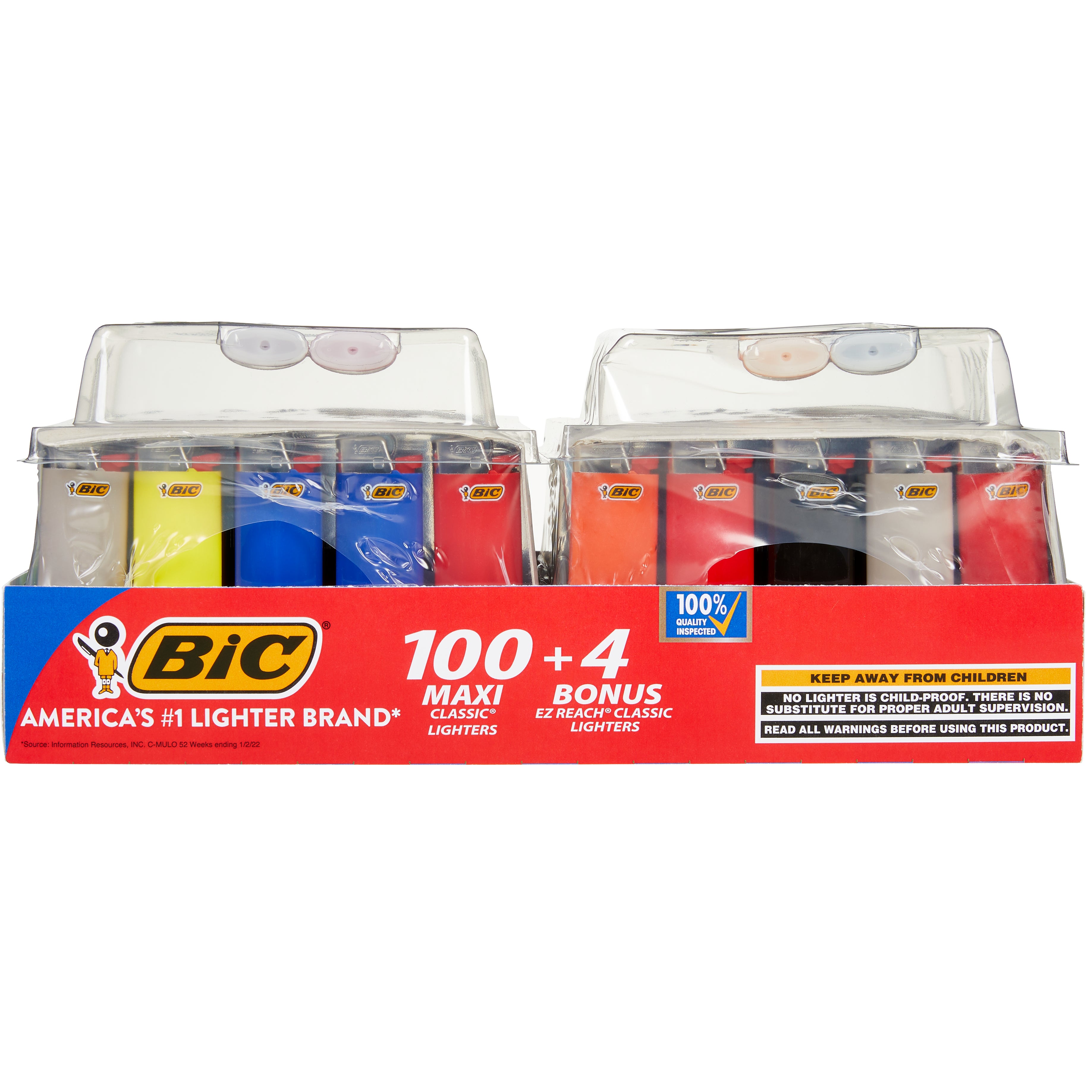 **BIC** Maxi Classic Lighters, 100 ct + 4 Bonus, EZ Reach Lighters