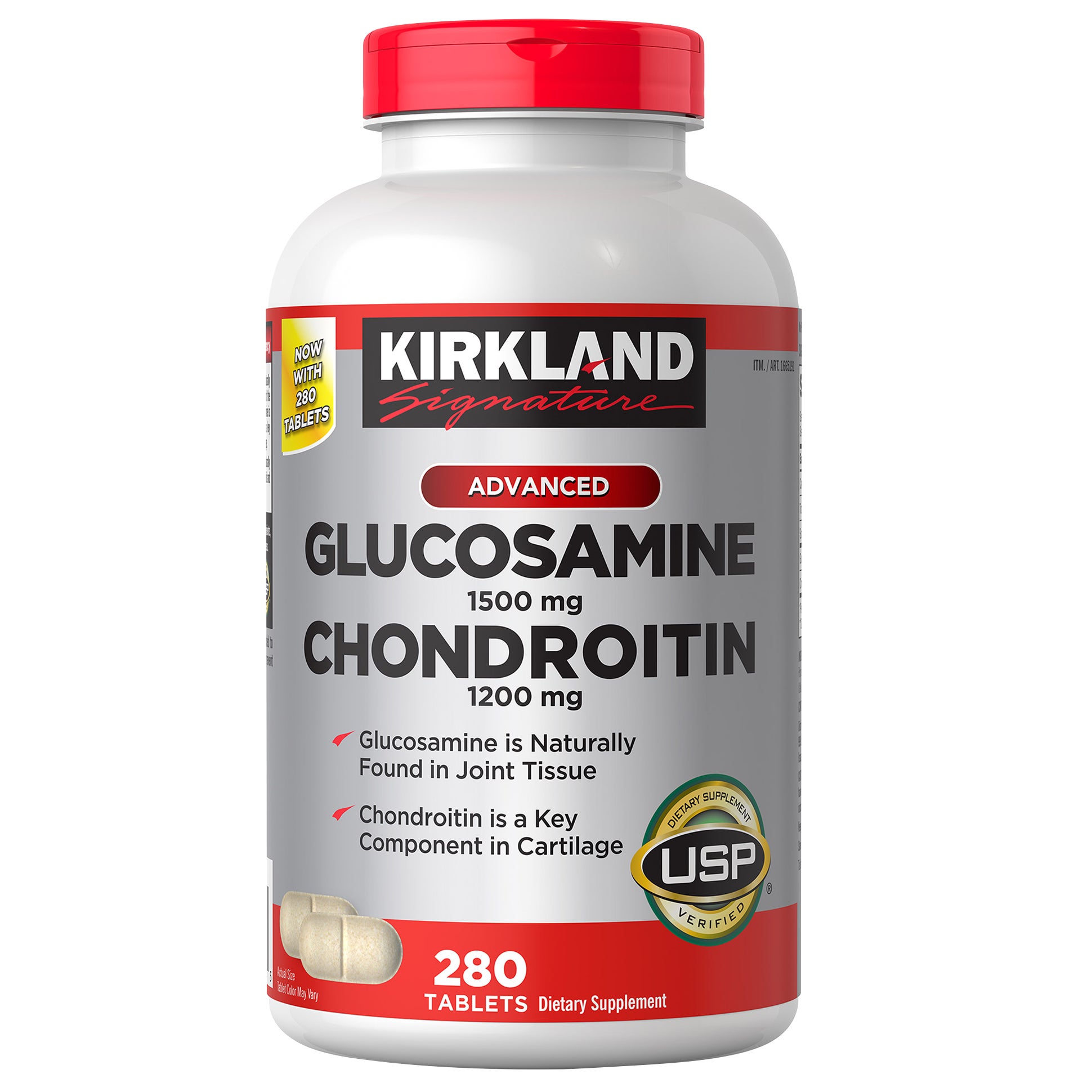**Kirkland Signature** Advanced Glucosamine, 1500 mg, + Chondroitin, 1200 mg, 280 ct