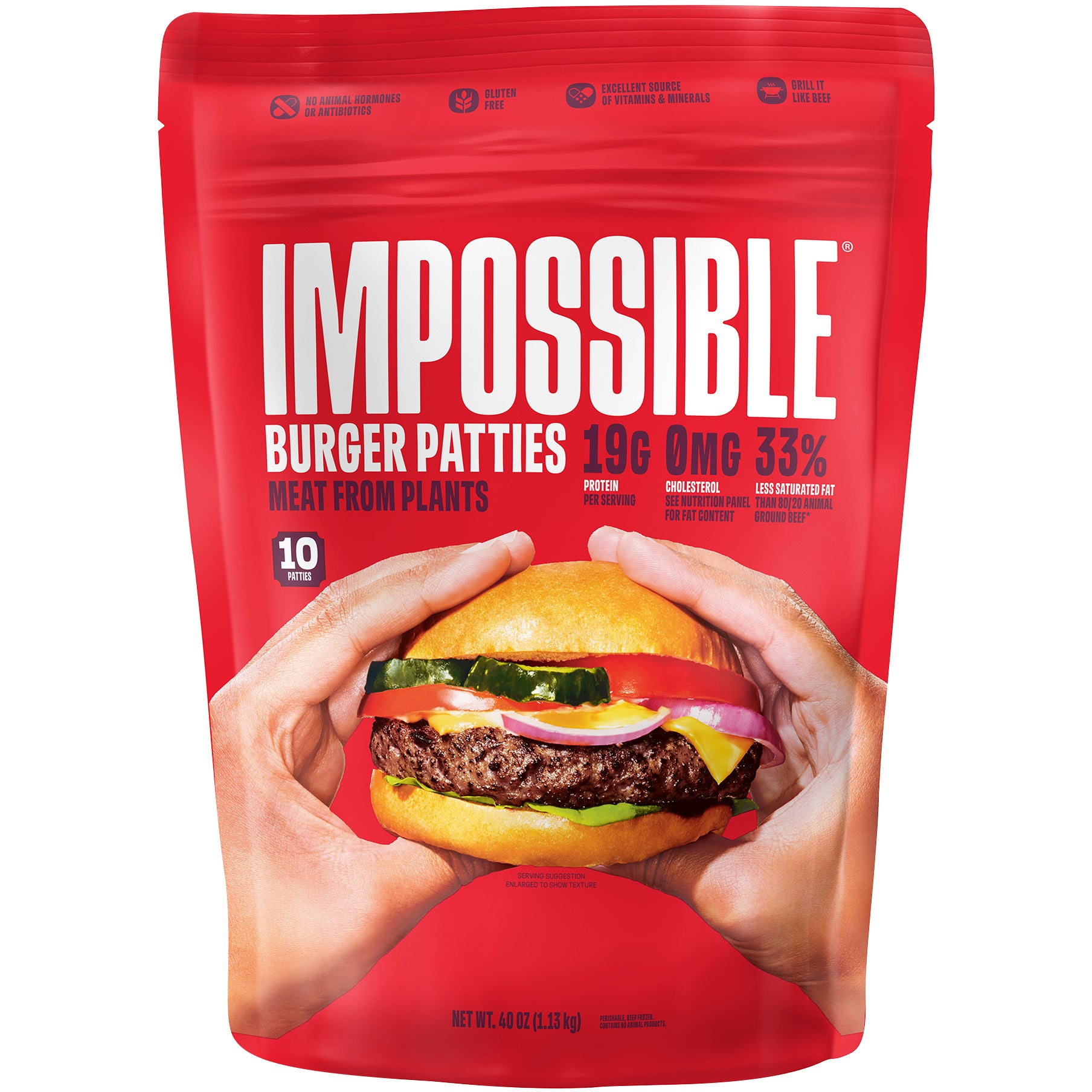 **Impossible** Burger Patties, Made From Plants, 4 oz, 10 ct