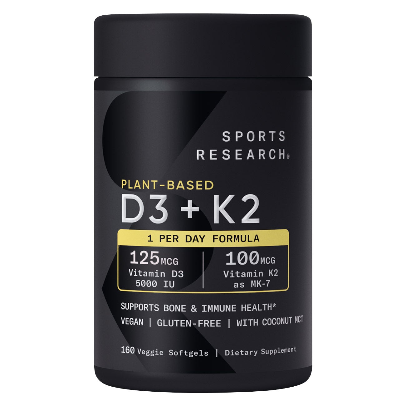**Sports Research** Vitamin D3 + K2, Plant-Based, 160 ct