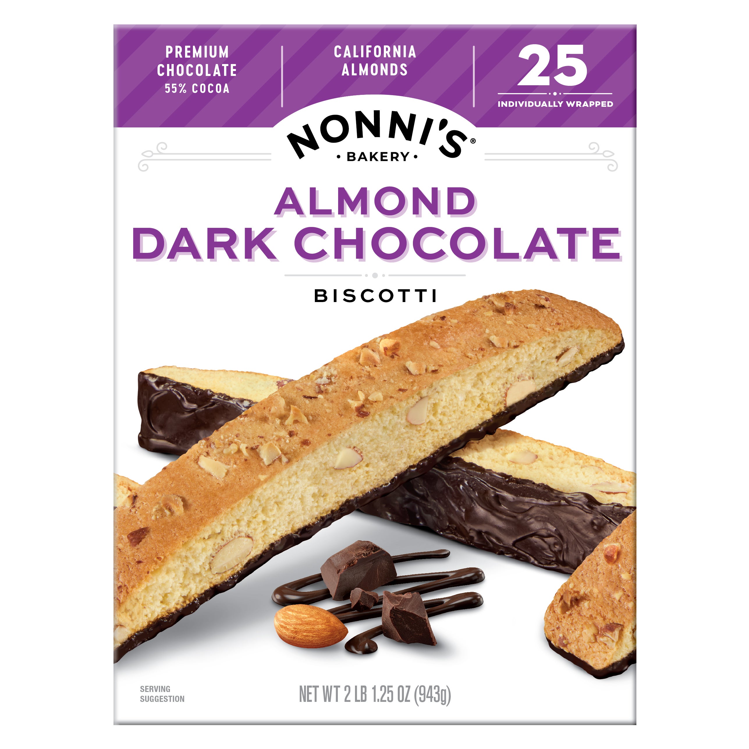 **Nonni's** Biscotti, Almond Dark Chocolate, 25 ct