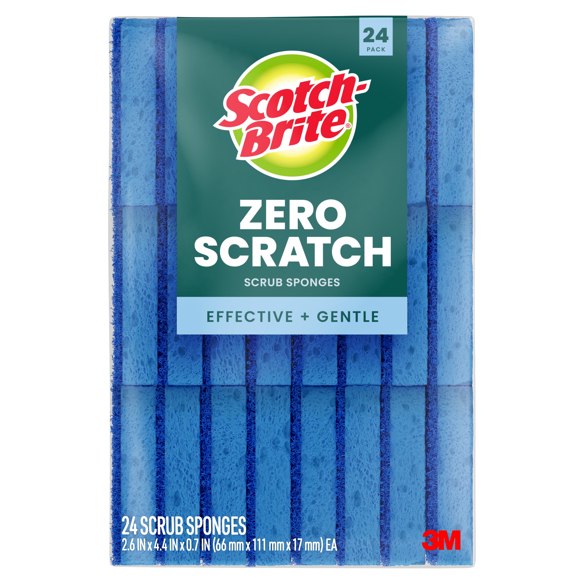 **Scotch-Brite®** Scrub Sponges, Zero Scratch, Blue, 24 ct