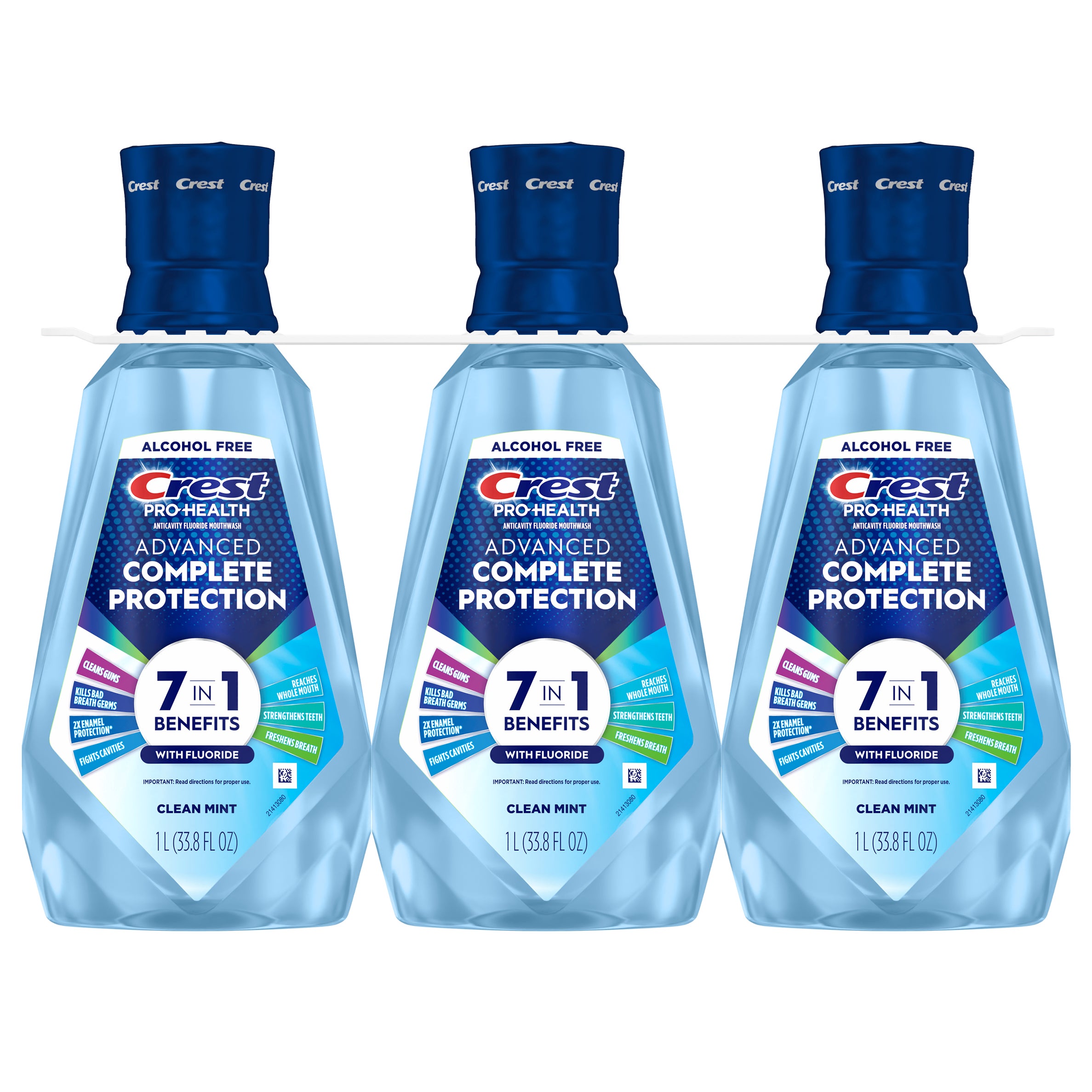 **Crest** Pro-Health Mouthwash with Fluoride, Advanced Complete Care, 33.8 fl oz, 3 ct