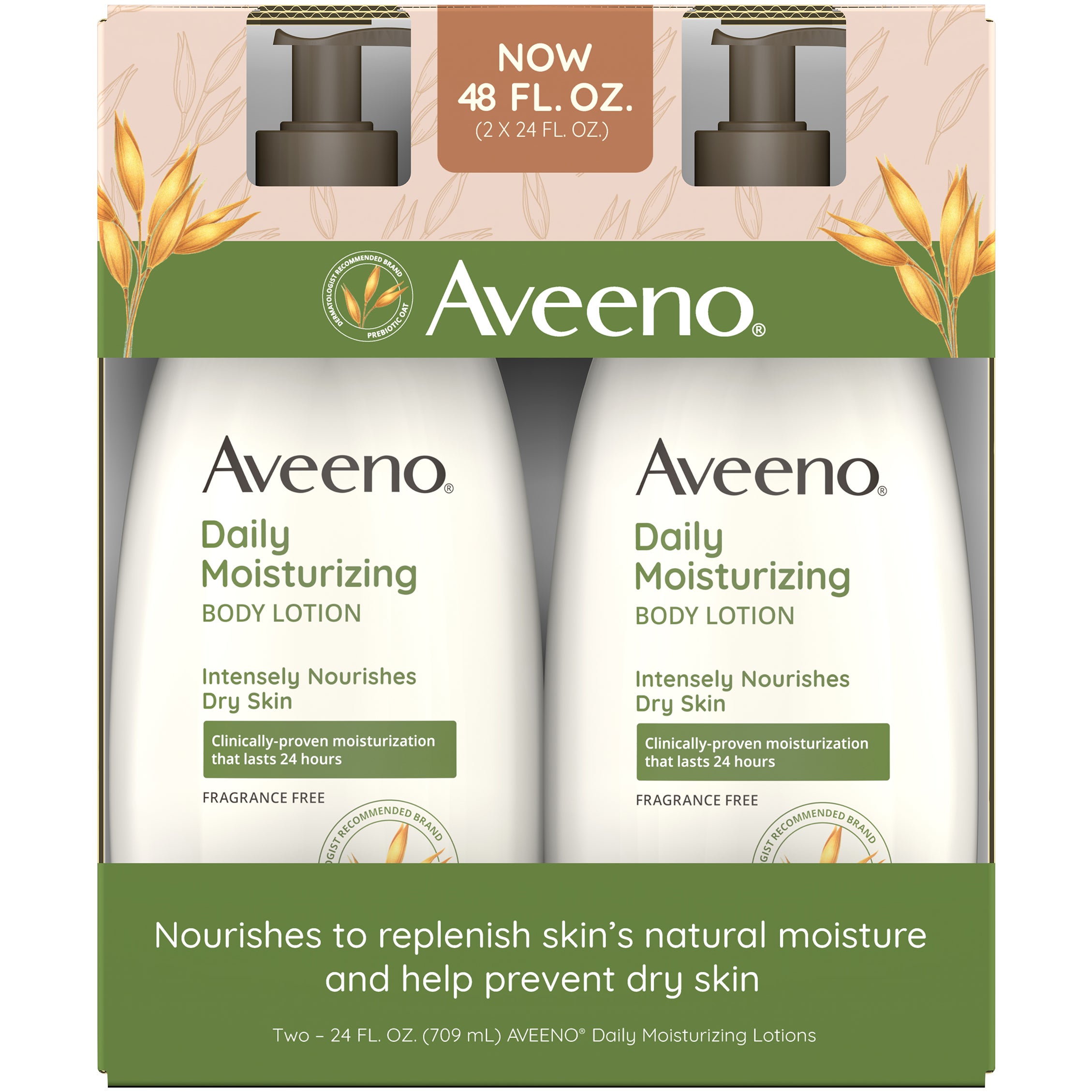 **Aveeno** Daily Moisturizing Body Lotion, Fragrance Free, 24 fl oz, 2 ct