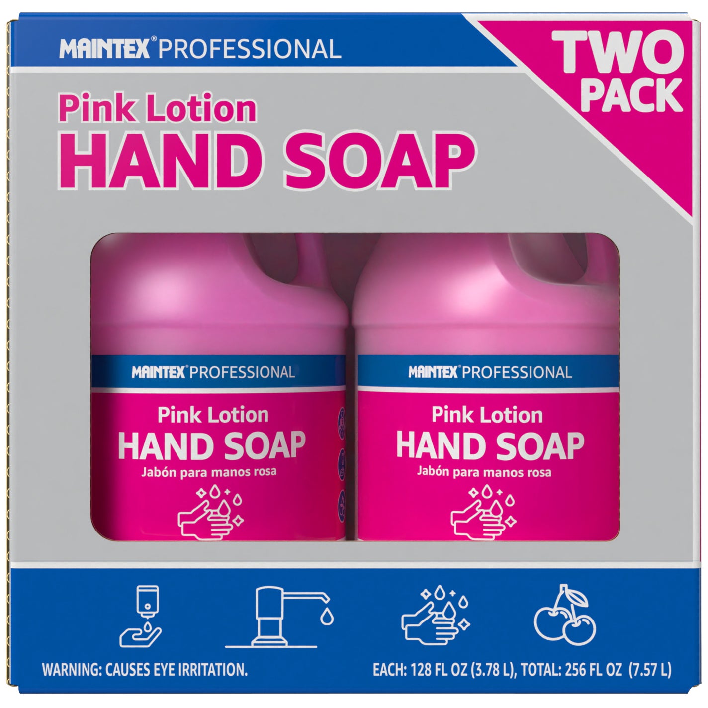 **Maintex** Professional Pink Lotion Hand Soap, Cherry Scent, 128 fl oz, 2 ct