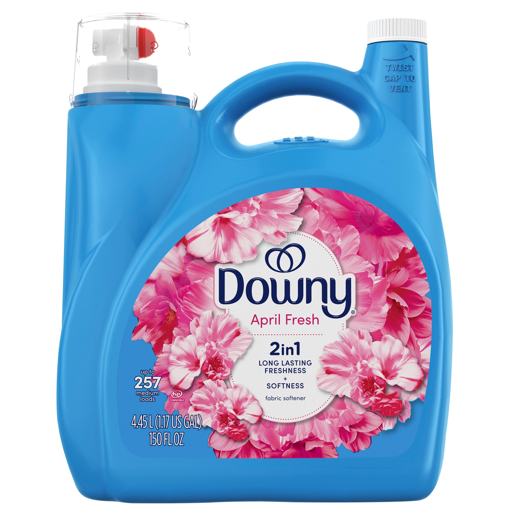 **Downy** 2-in-1 Liquid Fabric Softener, April Fresh Scent, 257 Loads, 150 fl oz