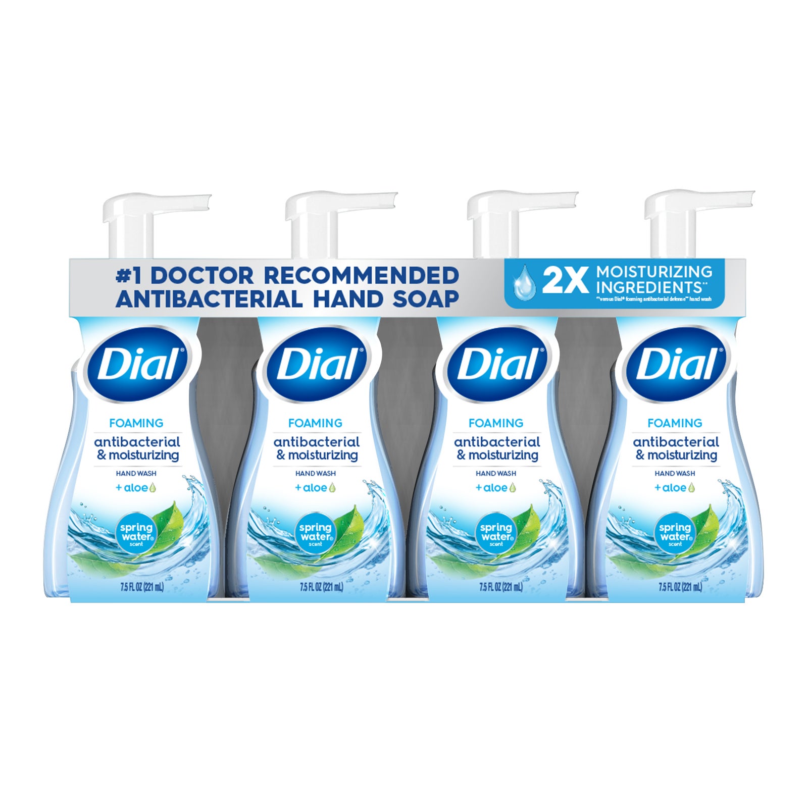 **Dial** Foaming Hand Wash + Aloe, Antibacterial & Moisturizing, Spring Water Scent, 7.5 fl oz, 4 ct
