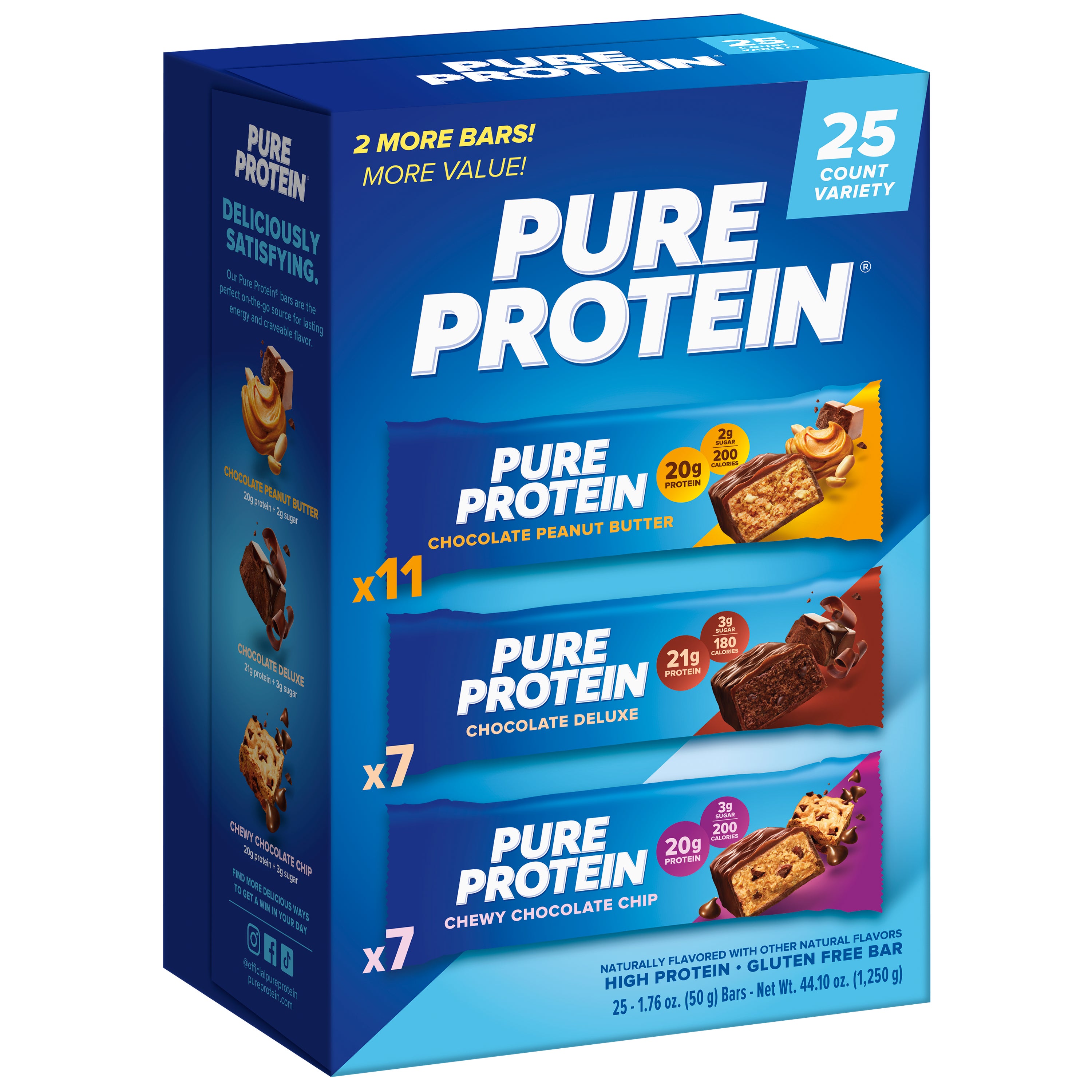 **Pure Protein Bars** 20-21g Protein, Variety, 1.76 oz, 25 ct