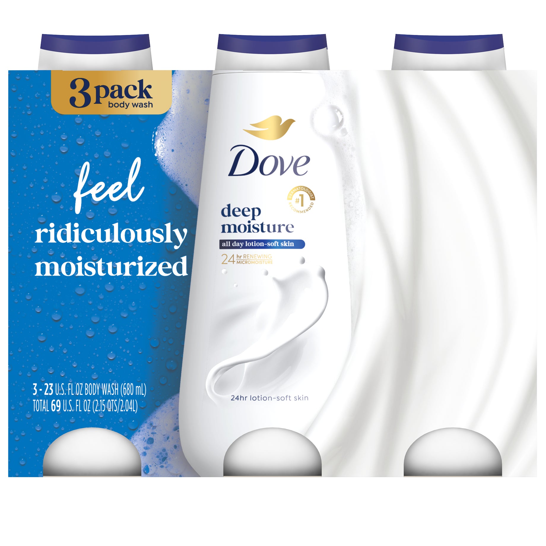 **Dove** Body Wash, Deep Moisture, 23 fl oz, 3 ct