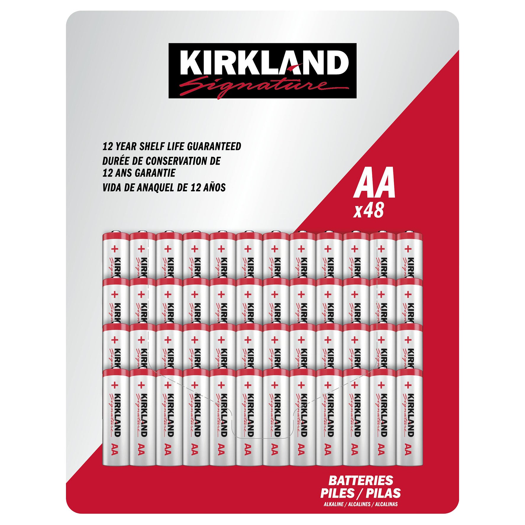 **Kirkland Signature** Alkaline Batteries, AA, 48 ct