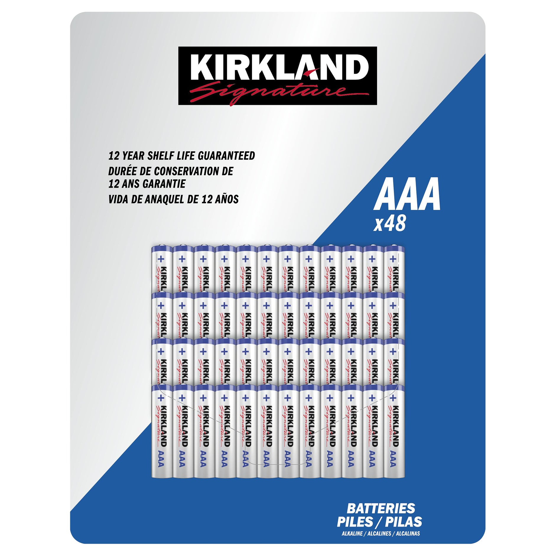 **Kirkland Signature** Alkaline Batteries, AAA, 48 ct