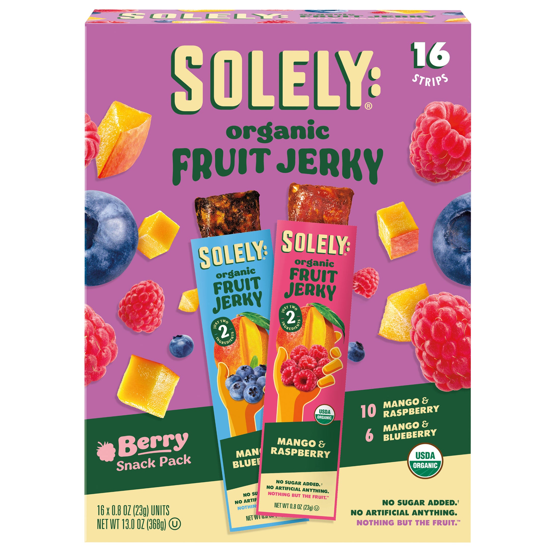 **Solely Organic** Fruit Jerky, Variety, 0.8 oz, 16 ct