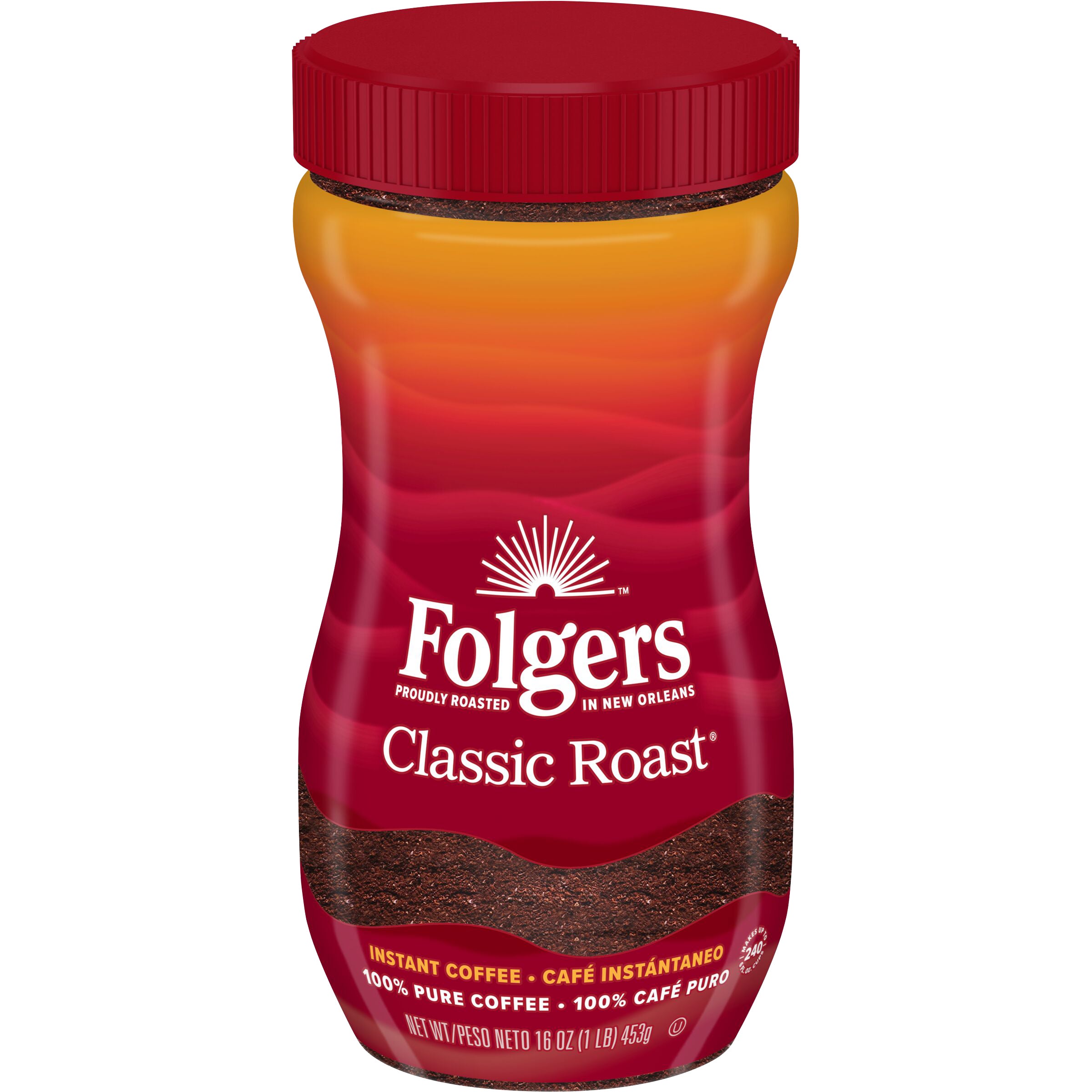 **Folgers** Instant Coffee, Classic Roast, 16 oz