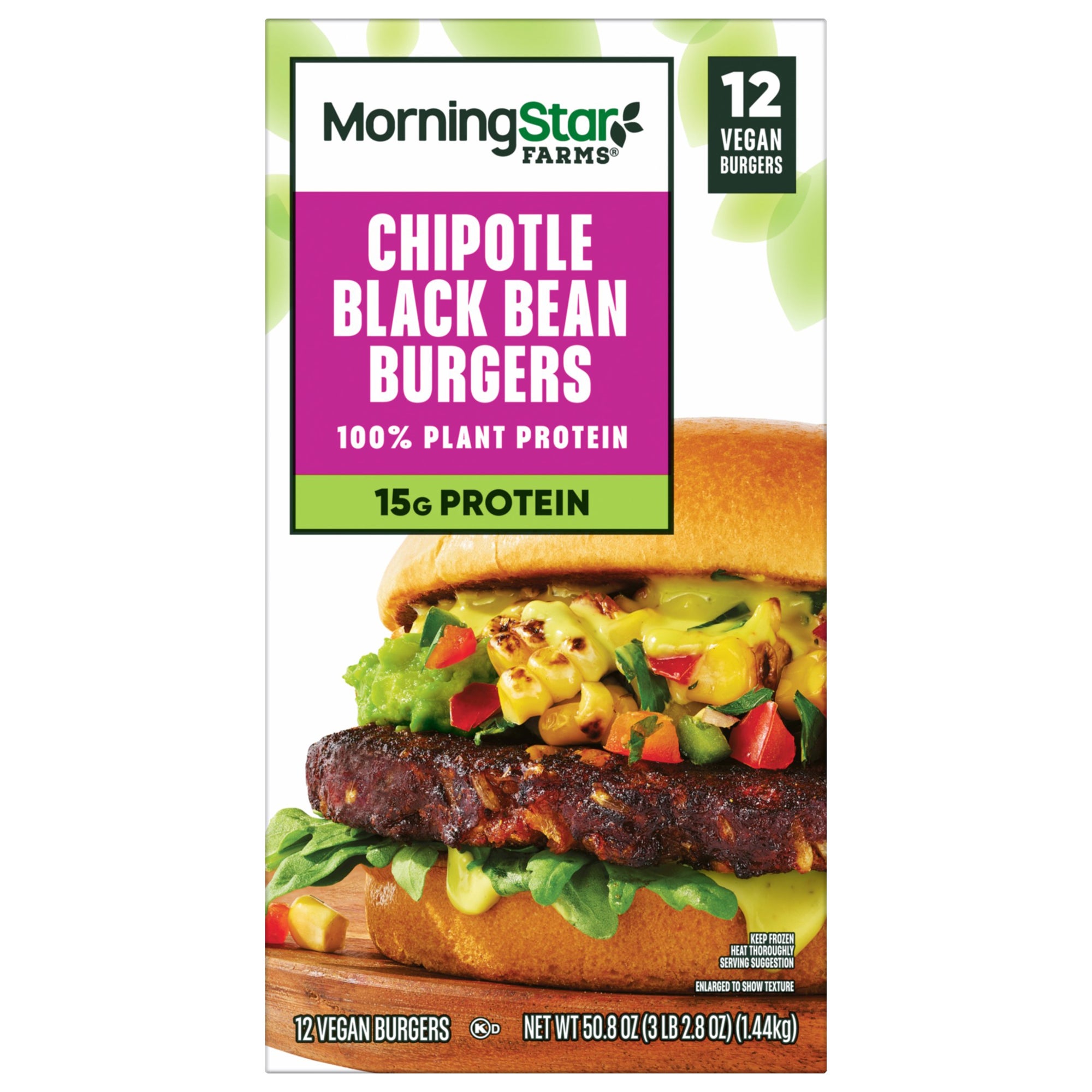 **MorningStar Farms** Chipotle Black Bean Burgers, 1/4 lb Patty, 12 ct