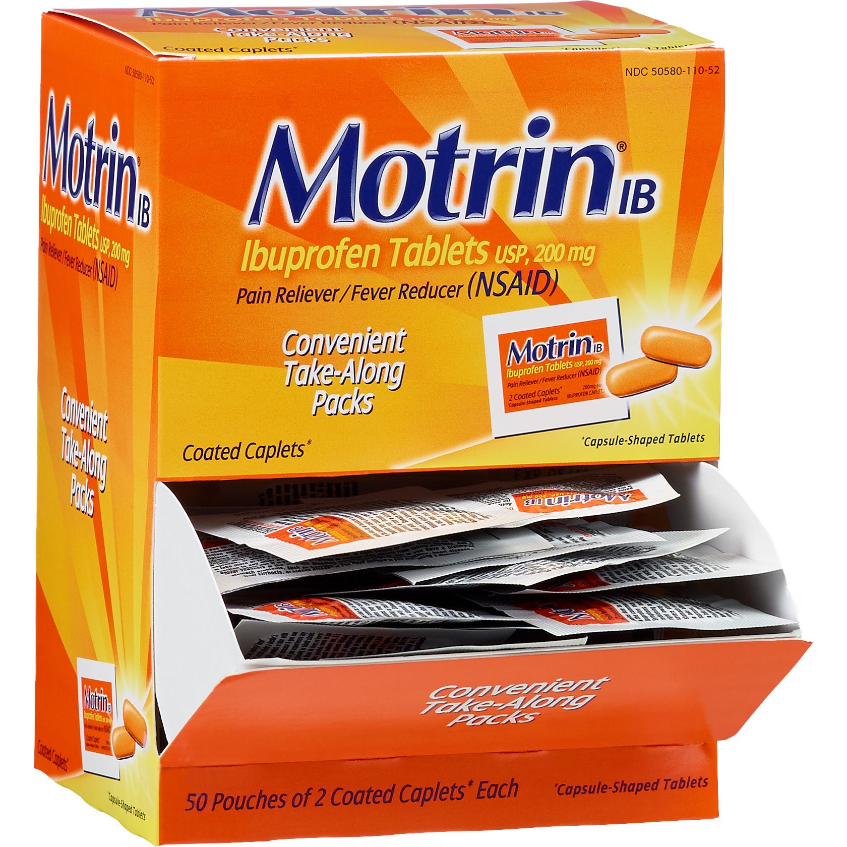 **Motrin** Ibuprofen, 200 mg, Dispenser Pack, 2 Caplets, 50 ct