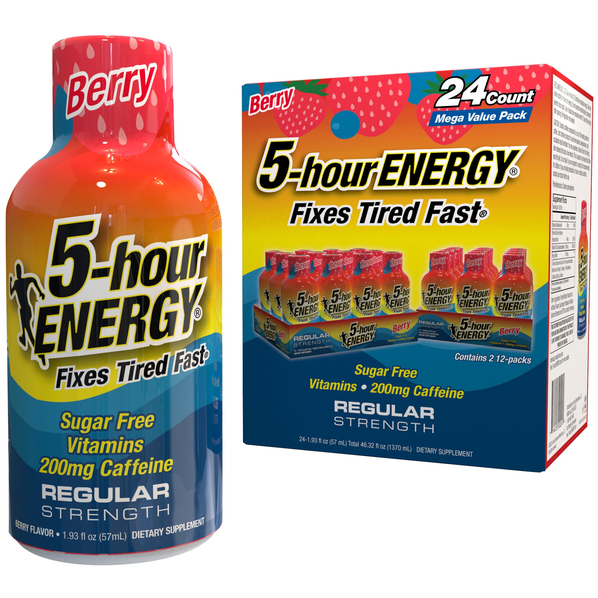 **5-hour Energy** Shots, Regular, Berry, 1.93 fl oz, 24 ct