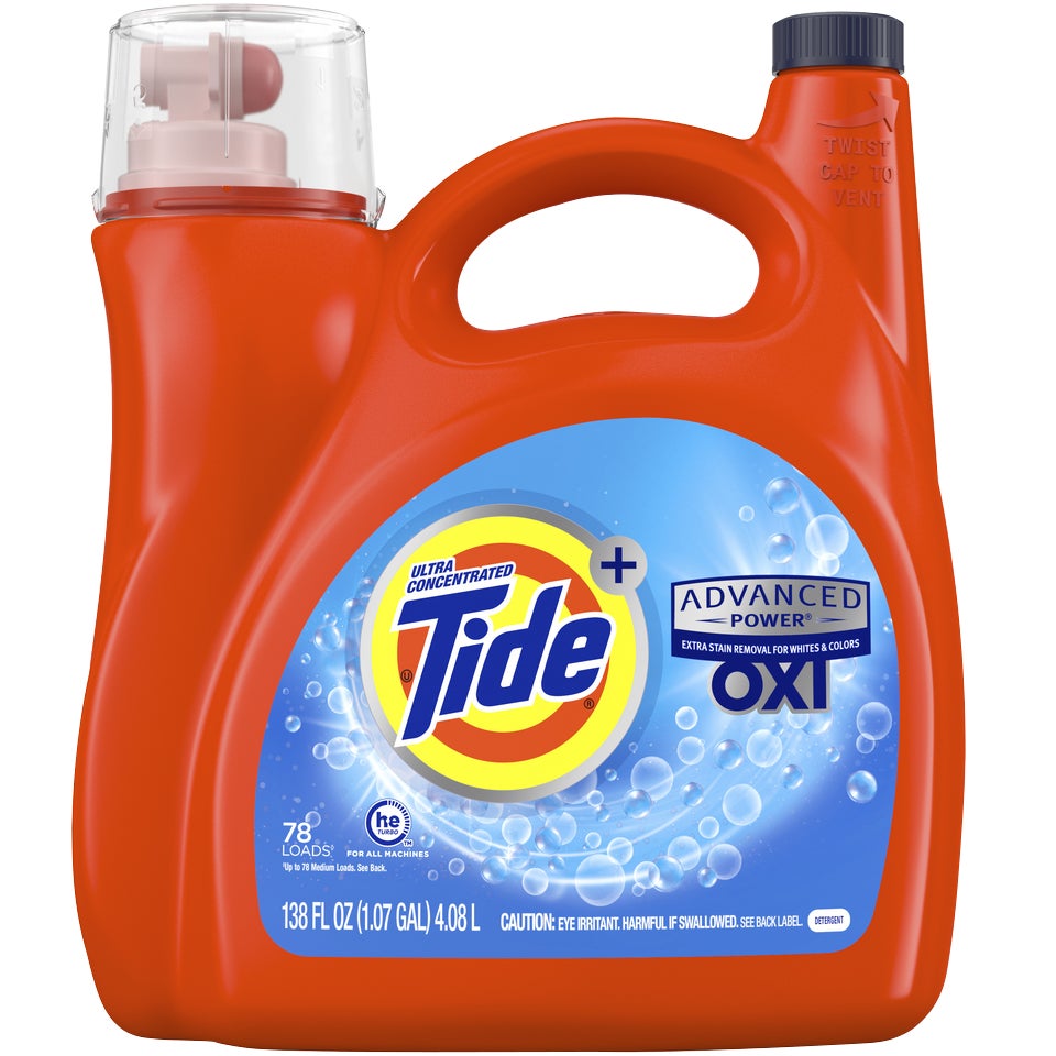 **Tide** Liquid Laundry Detergent, Advanced Power with OXI, Ultra Concentrated, HE Compatible, Original Scent, 138 fl oz