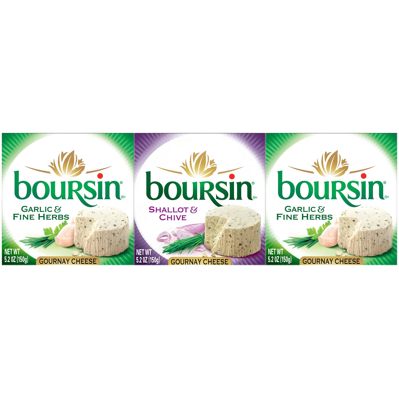 **Boursin** Gourmet Cheese, Variety Pack, 5.2 oz, 3 ct
